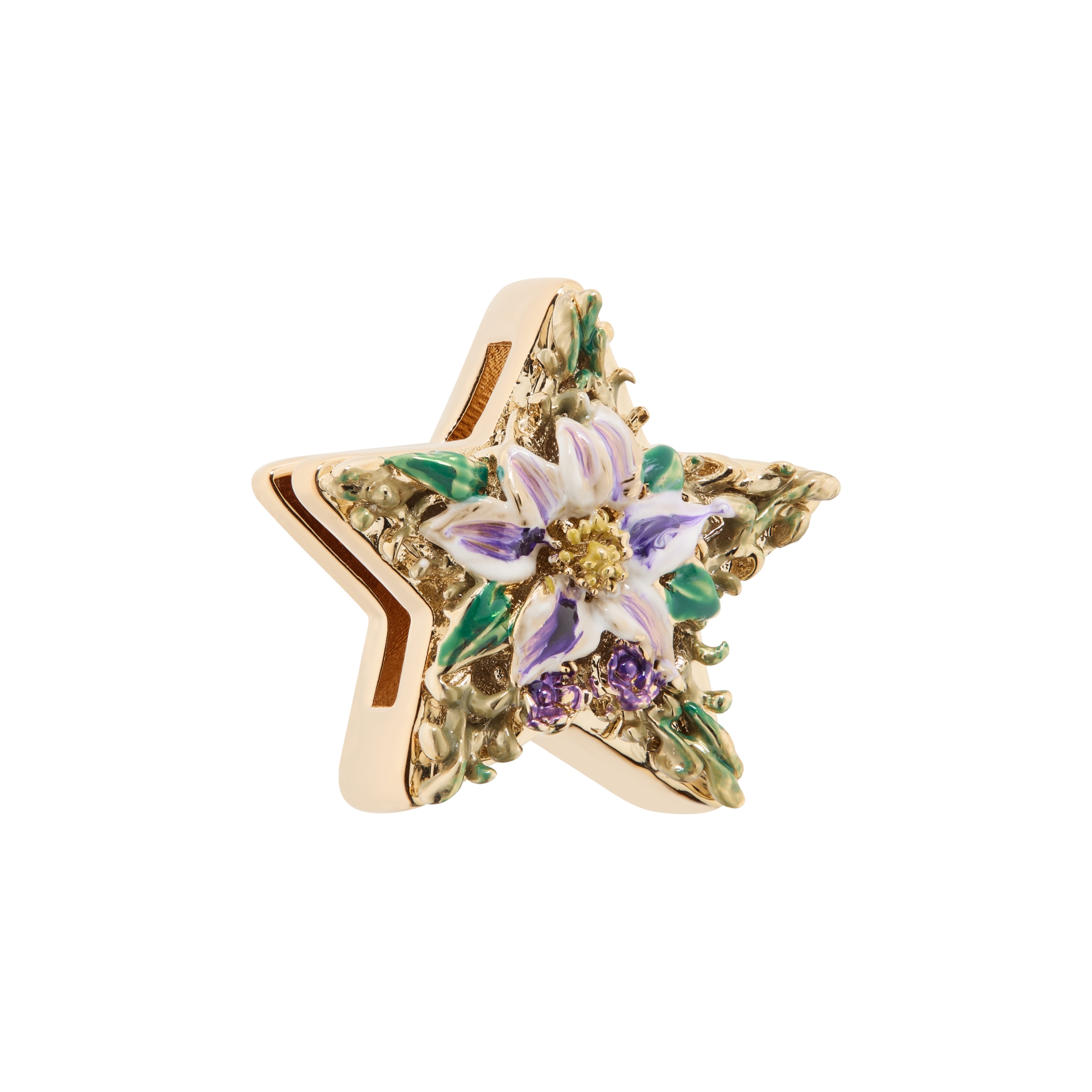 Spilla Donna Glamour Girlz A Forma Di Fiore Con Strass E Stelle - Colore Oro, Base In Metallo, 5 Cm, Confezione Regalo - 4