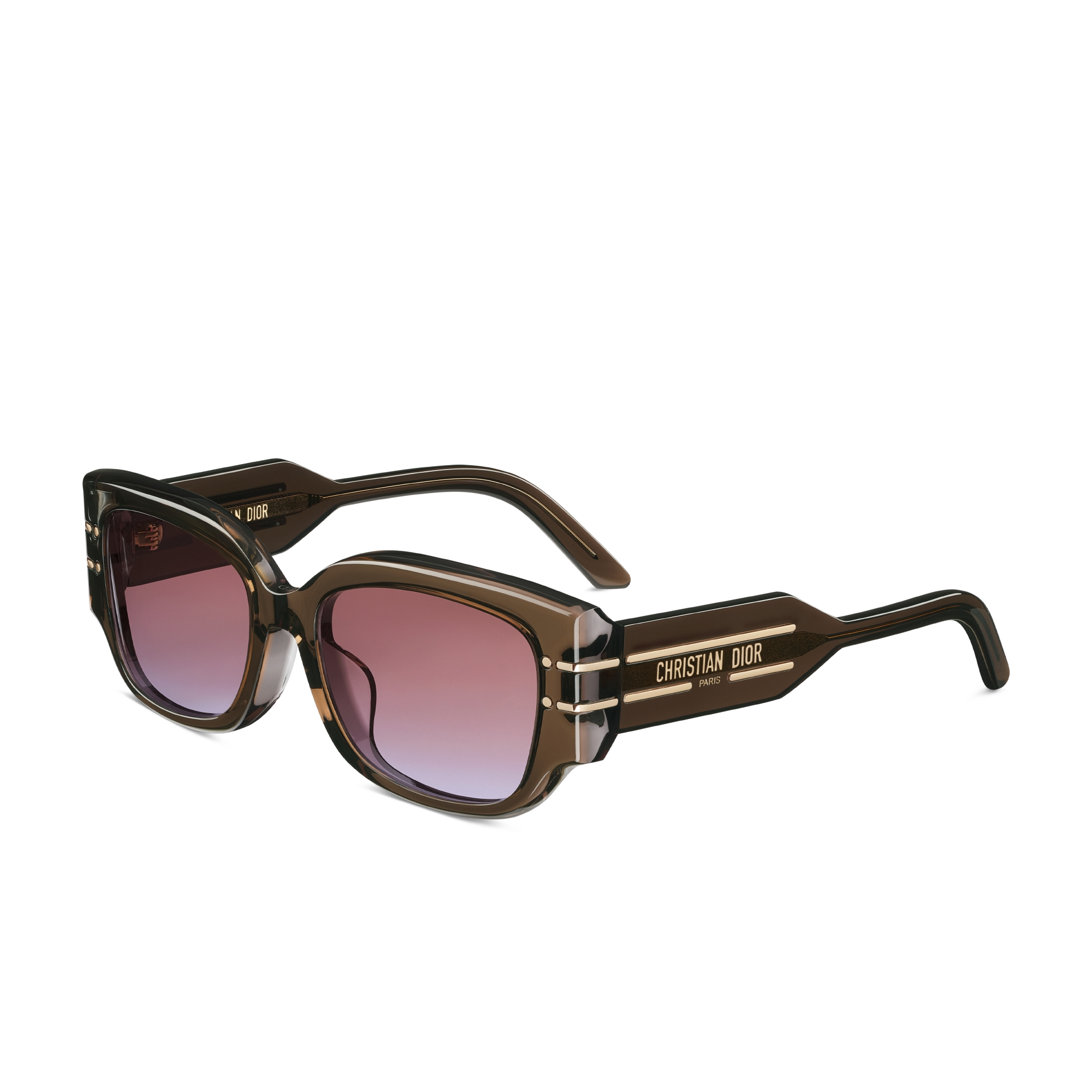 DiorSignature S13F Transparent Sand Beige Rectangular Sunglasses