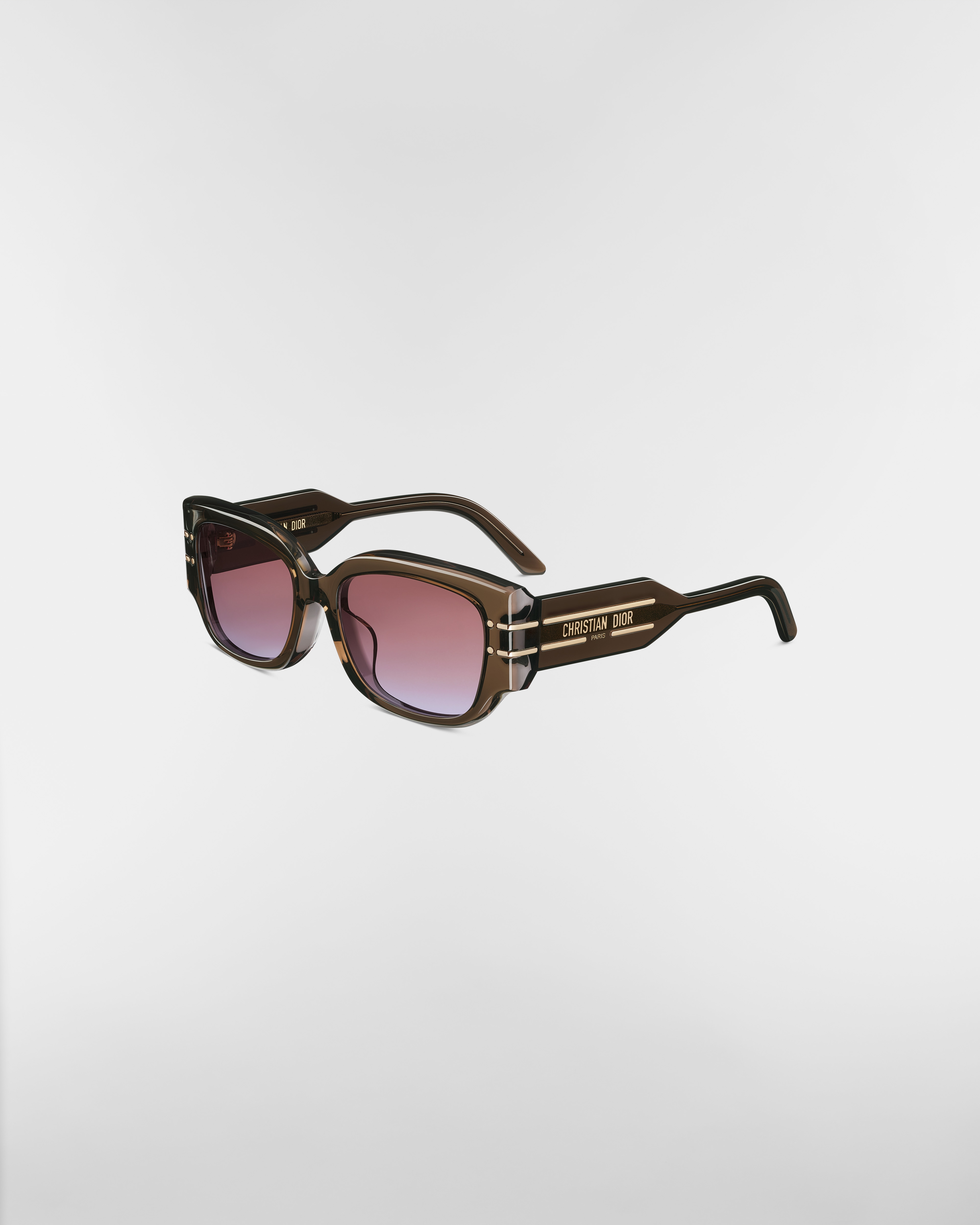 DiorSignature S13F Transparent Brown Square Sunglasses E03