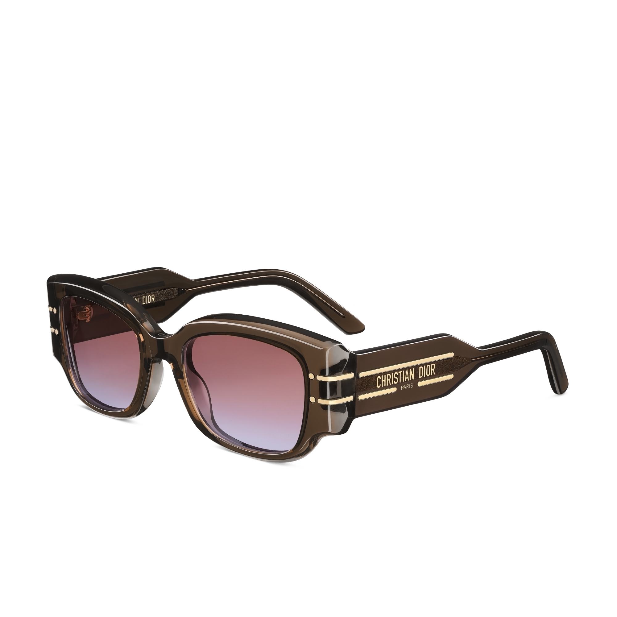 DiorSignature S13I Transparant bruine vierkante zonnebril E03