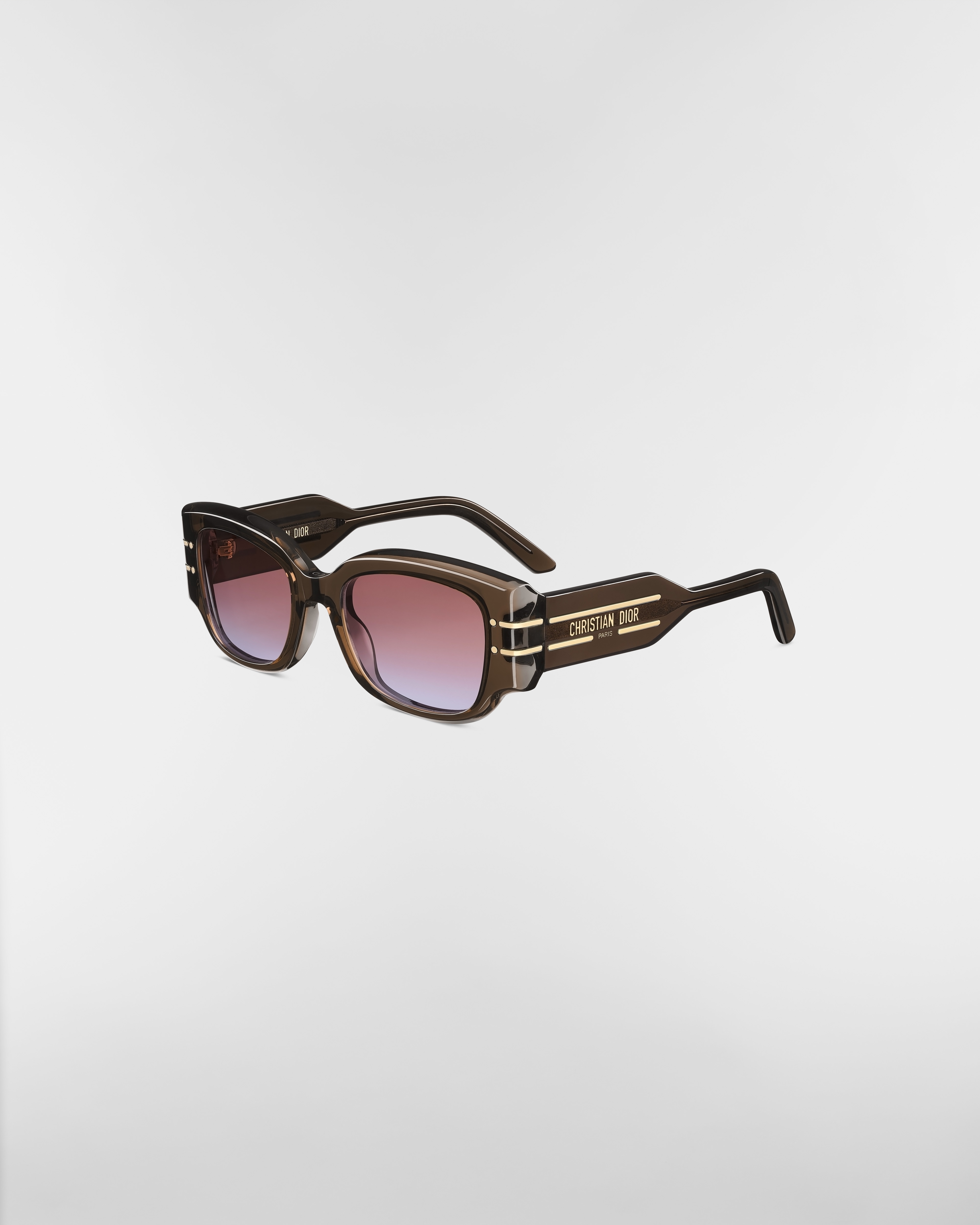 DiorSignature S13I Lunettes de soleil carrées brun transparent E03