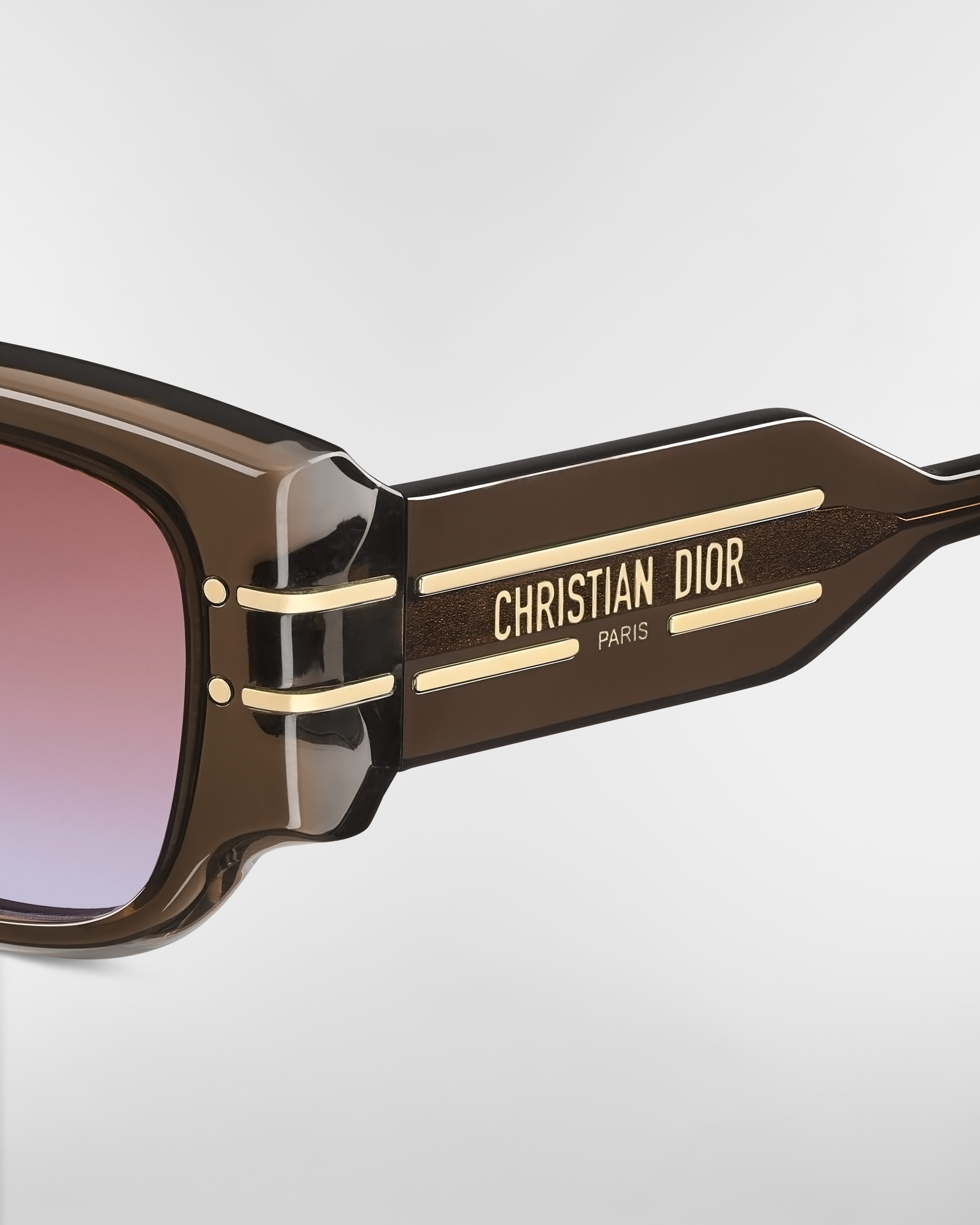 DiorSignature S13I Transparant bruine vierkante zonnebril E09