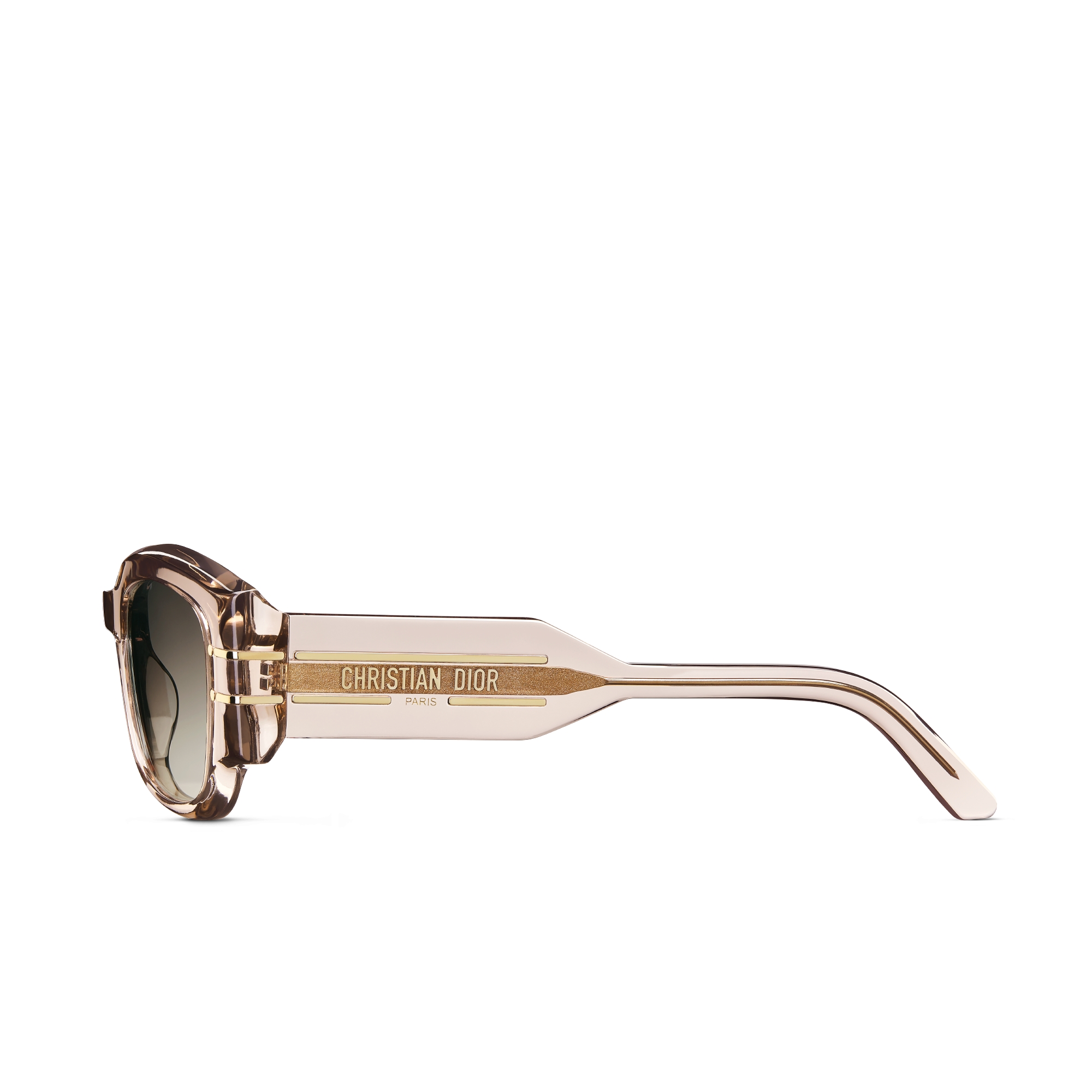 DiorSignature S13I Transparent Sand Beige Rectangular Sunglasses E02