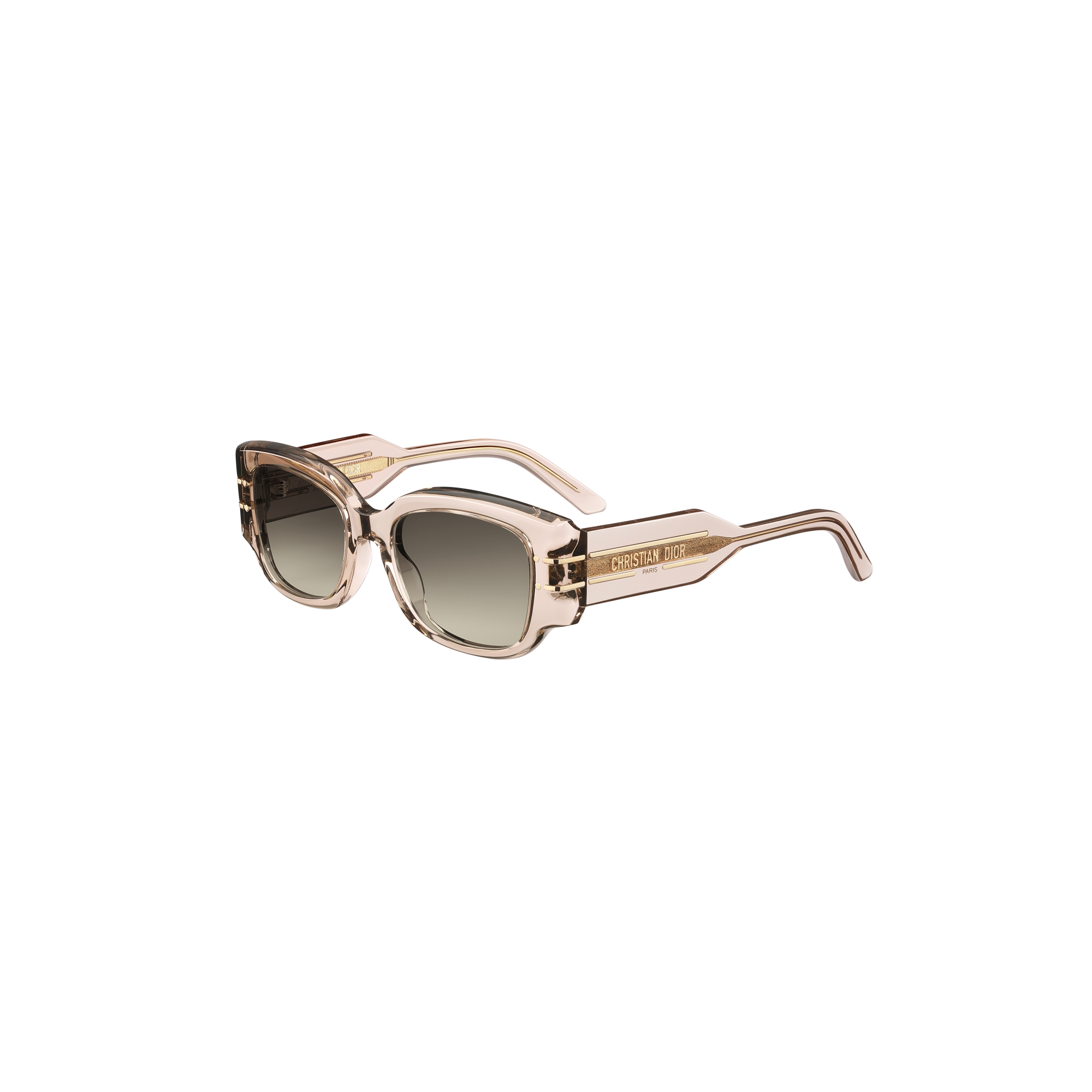 Transparent Sand Beige Rectangular Sunglasses