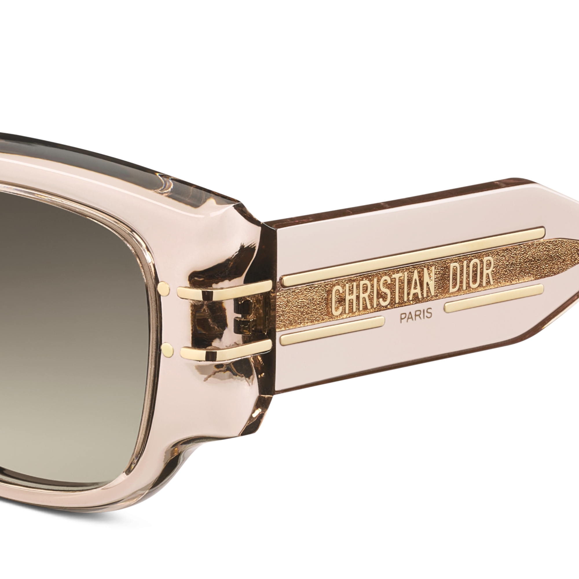 DiorSignature S13I Transparent Sand Beige Rectangular Sunglasses E09