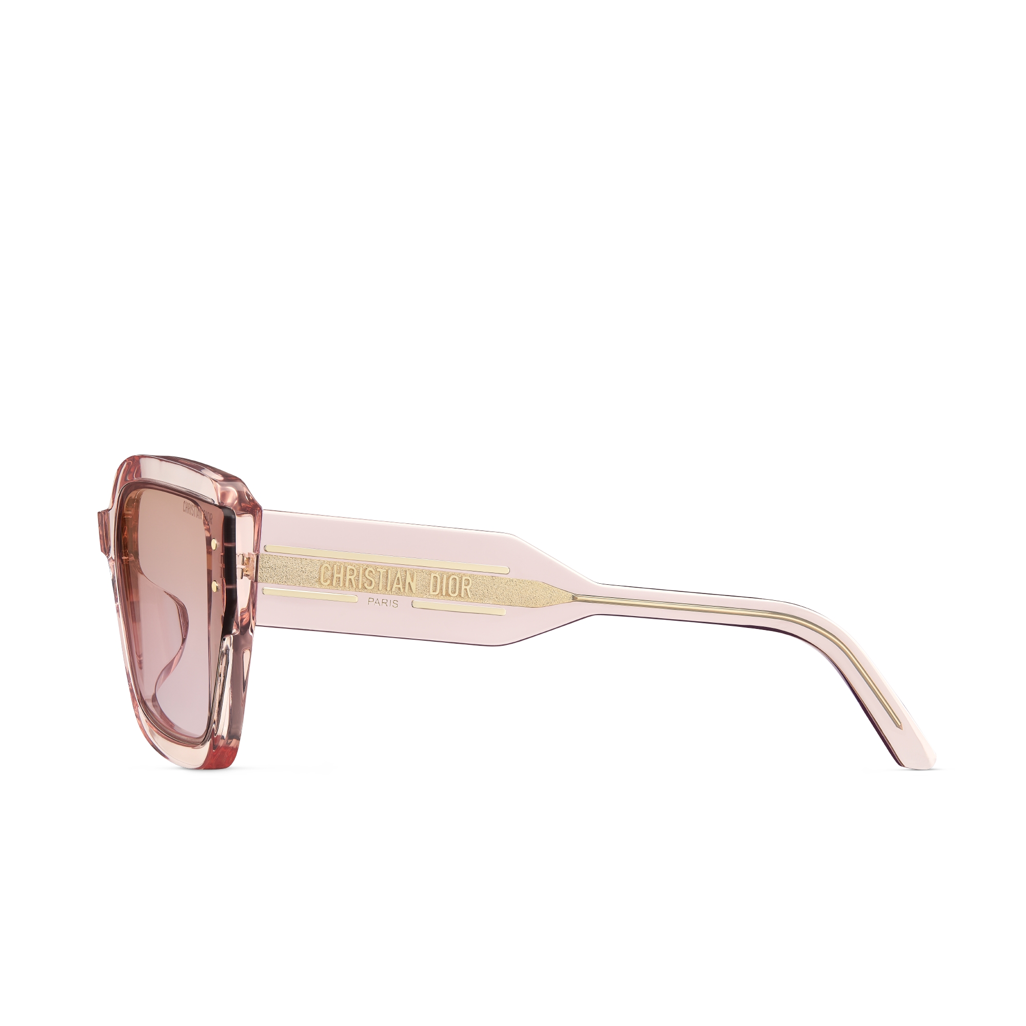 DiorSignature S14I Occhiali da sole squadrati rosa trasparente E02