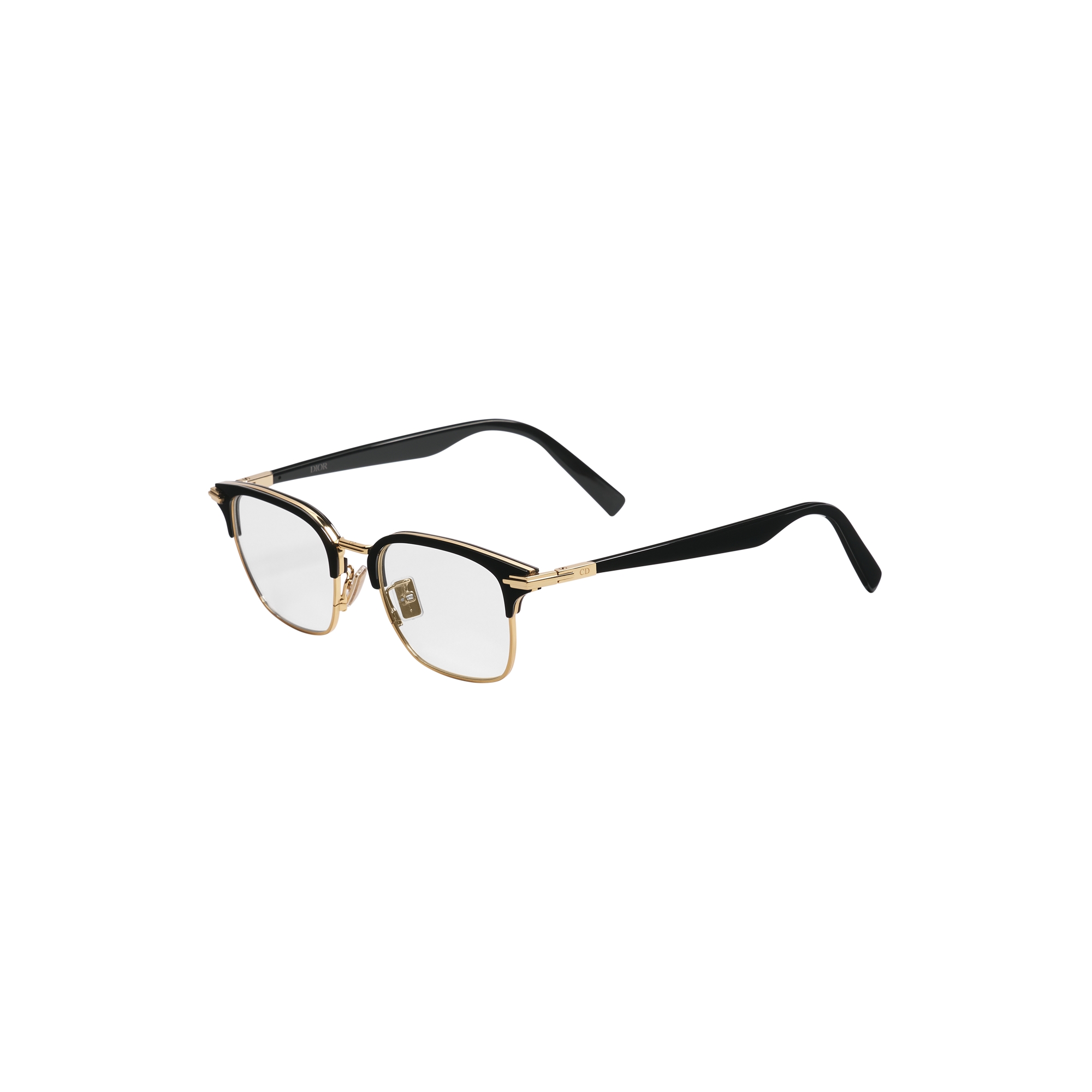 DiorBlackSuit S24U Gold-tone Metal and Black Clubmaster Glasses with Blue Light Filter E03
