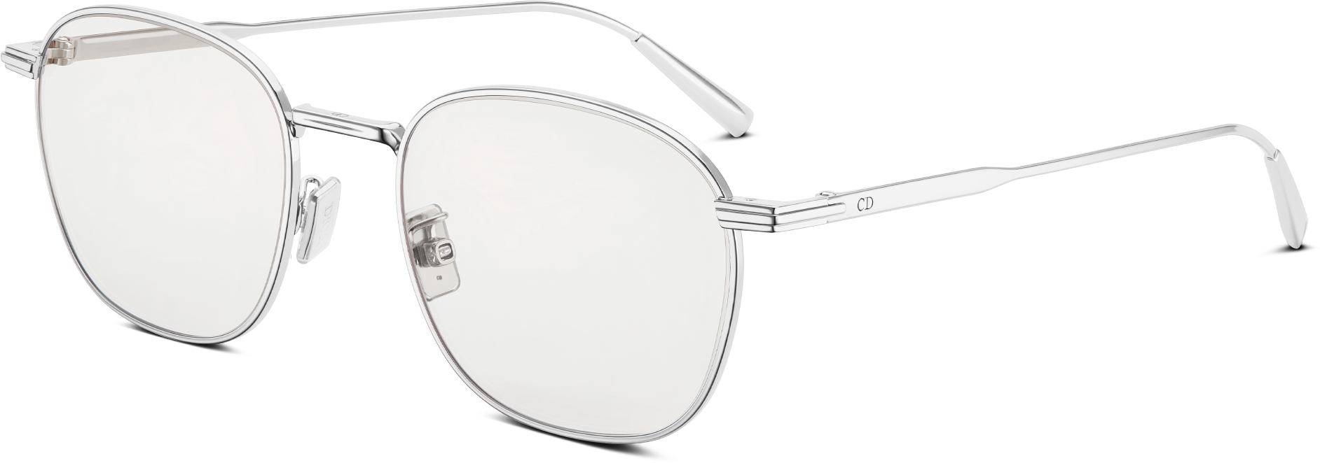 DiorBlackSuit S2U Silver Finish Metal Square Glasses with Blue Light Filter DIOR