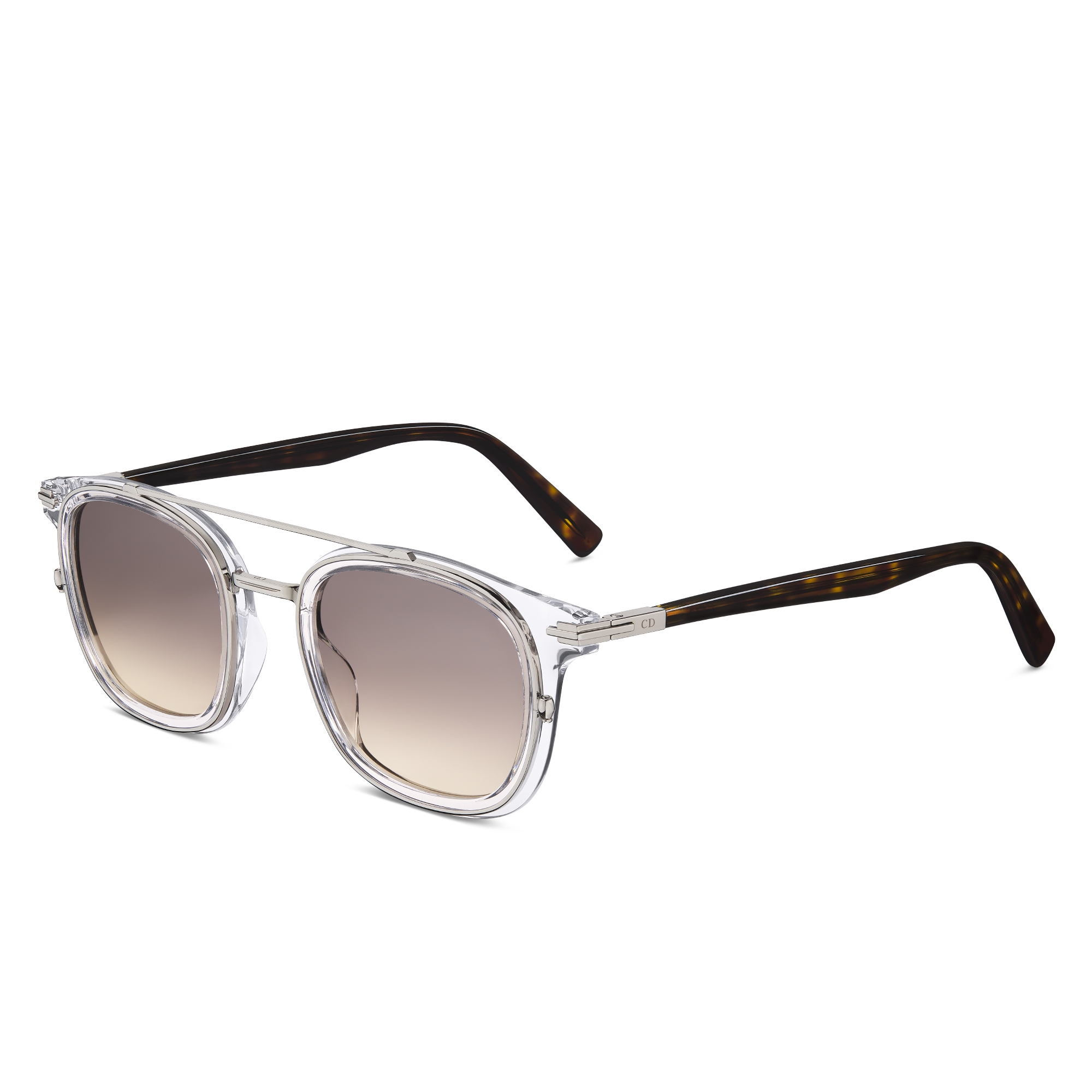 DiorBlackSuit S14I Bio-Acetate Quadratische Sonnenbrille mit Schildpattoptik in Kristallfarbe und Braun E03