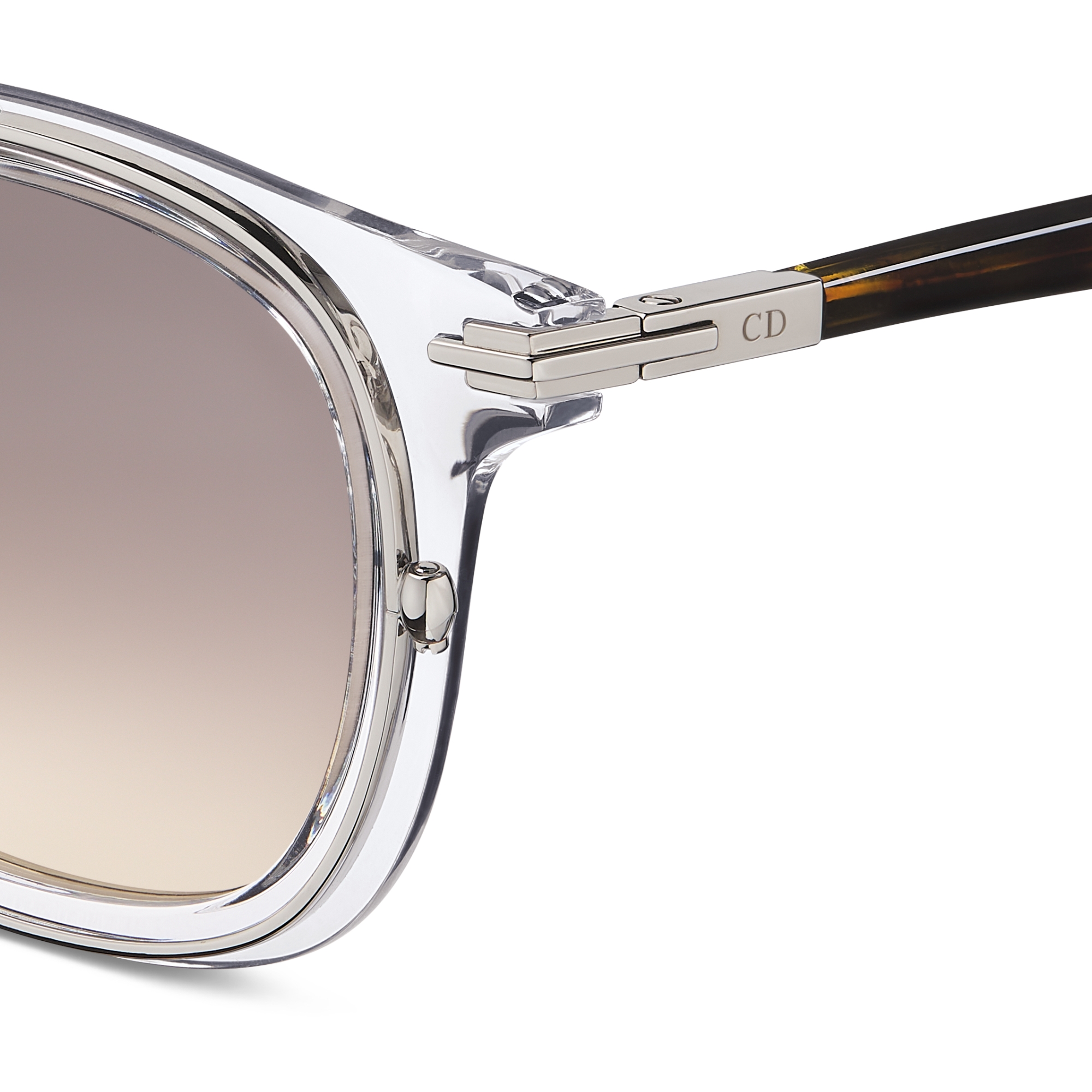 DiorBlackSuit S14I Bio-Acetate Crystal-Tone and Brown Tortoiseshell-Effect Square Sunglasses E09