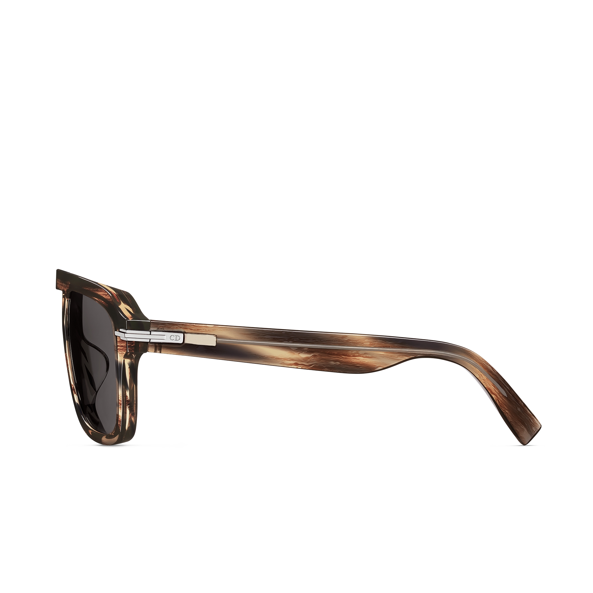 DiorBlackSuit S15F Brown Horn-Effect Square Sunglasses E02