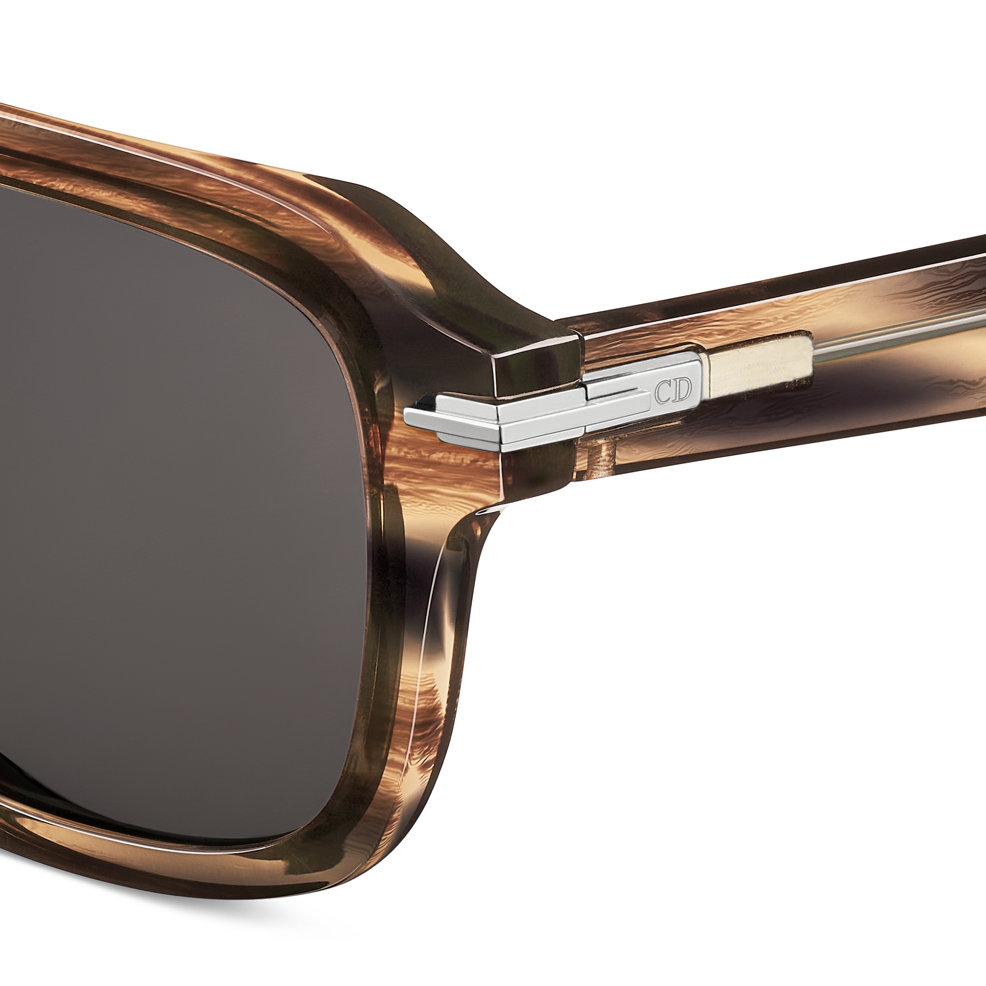 DiorBlackSuit S15F Brown Horn-Effect Square Sunglasses E09