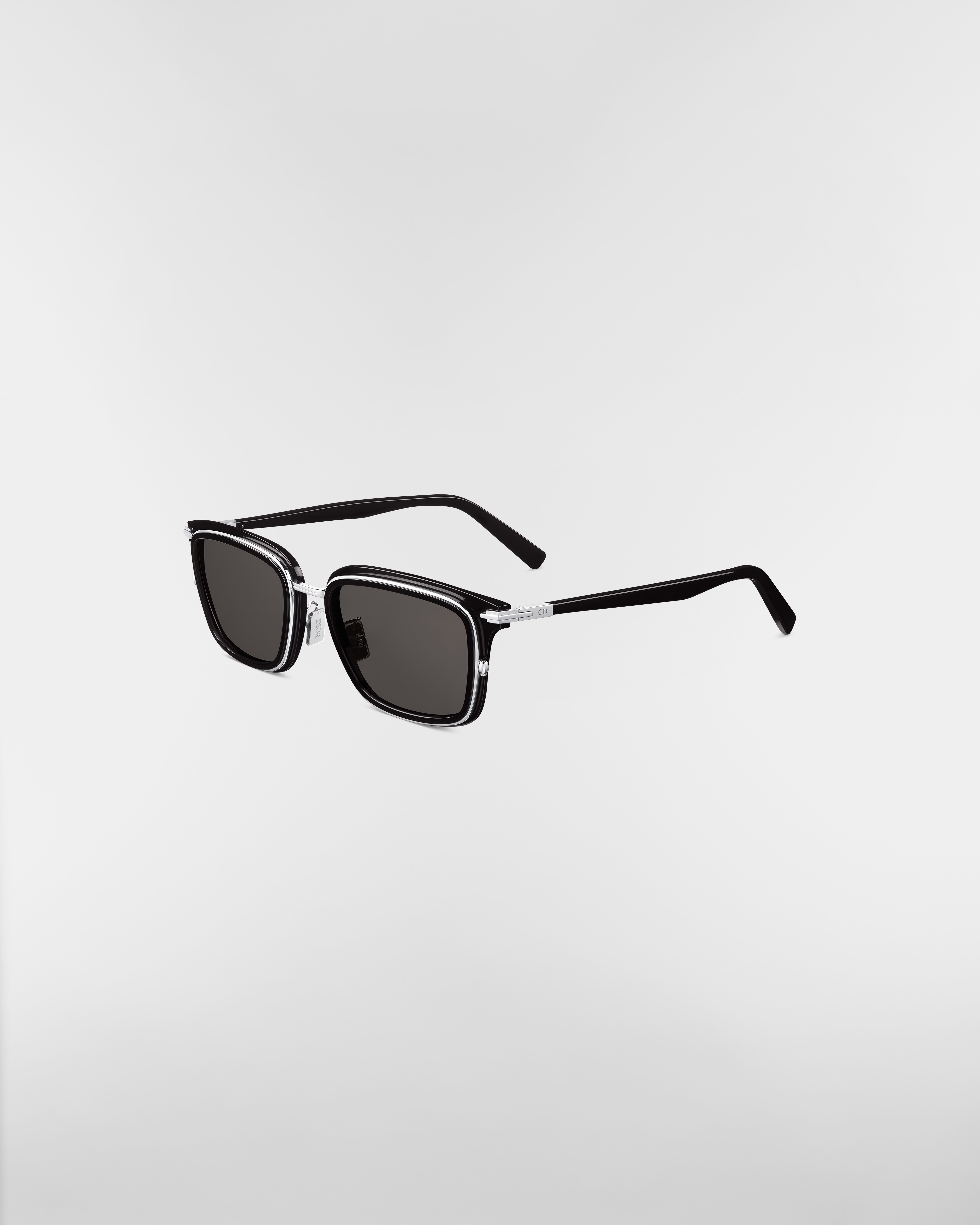 DiorBlackSuit S18F แว่นตากันแดดทรงสี่เหลี่ยมผืนผ้าสีดํา E03