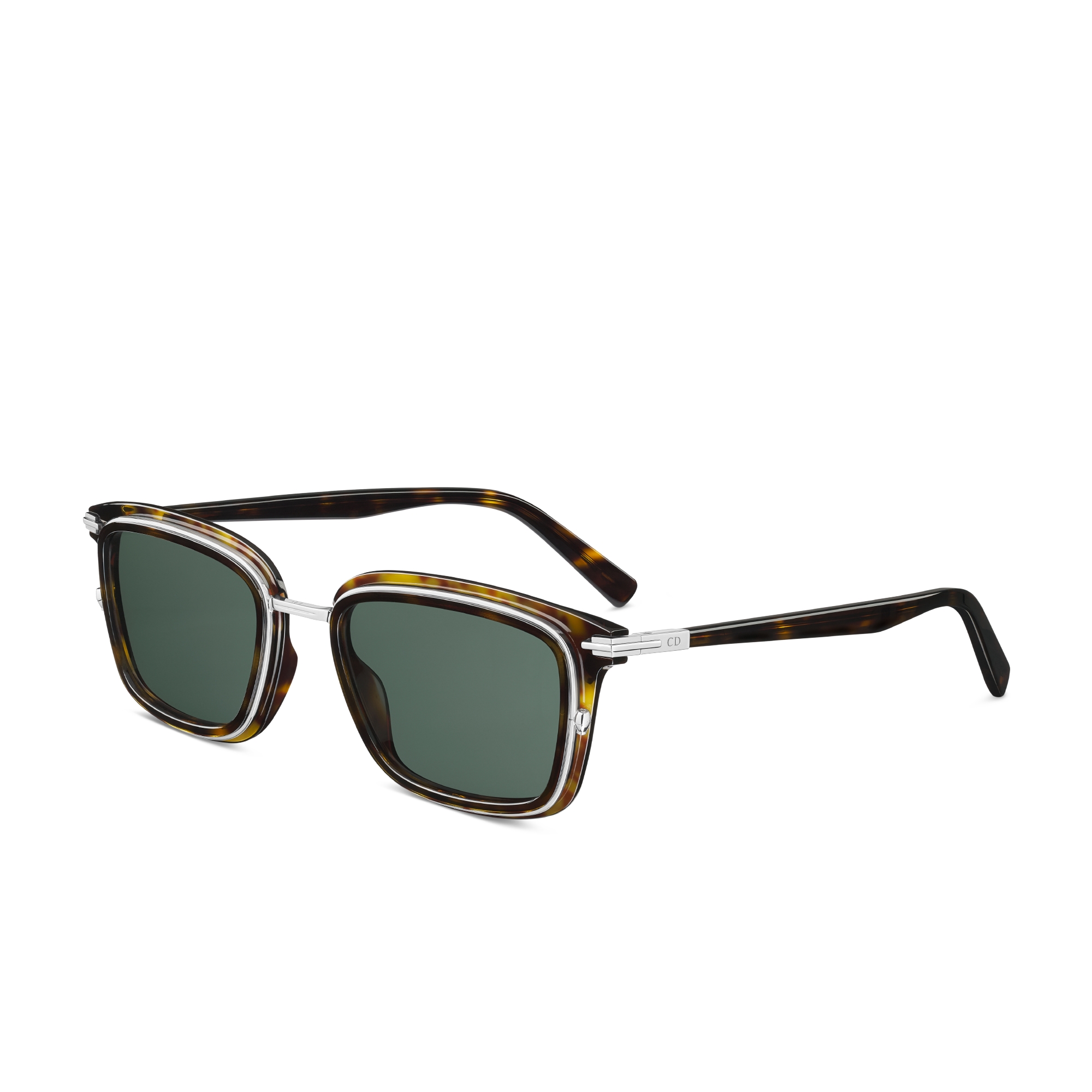 DiorBlackSuit S18U Brown Tortoiseshell-Effect Rectangular Sunglasses E03