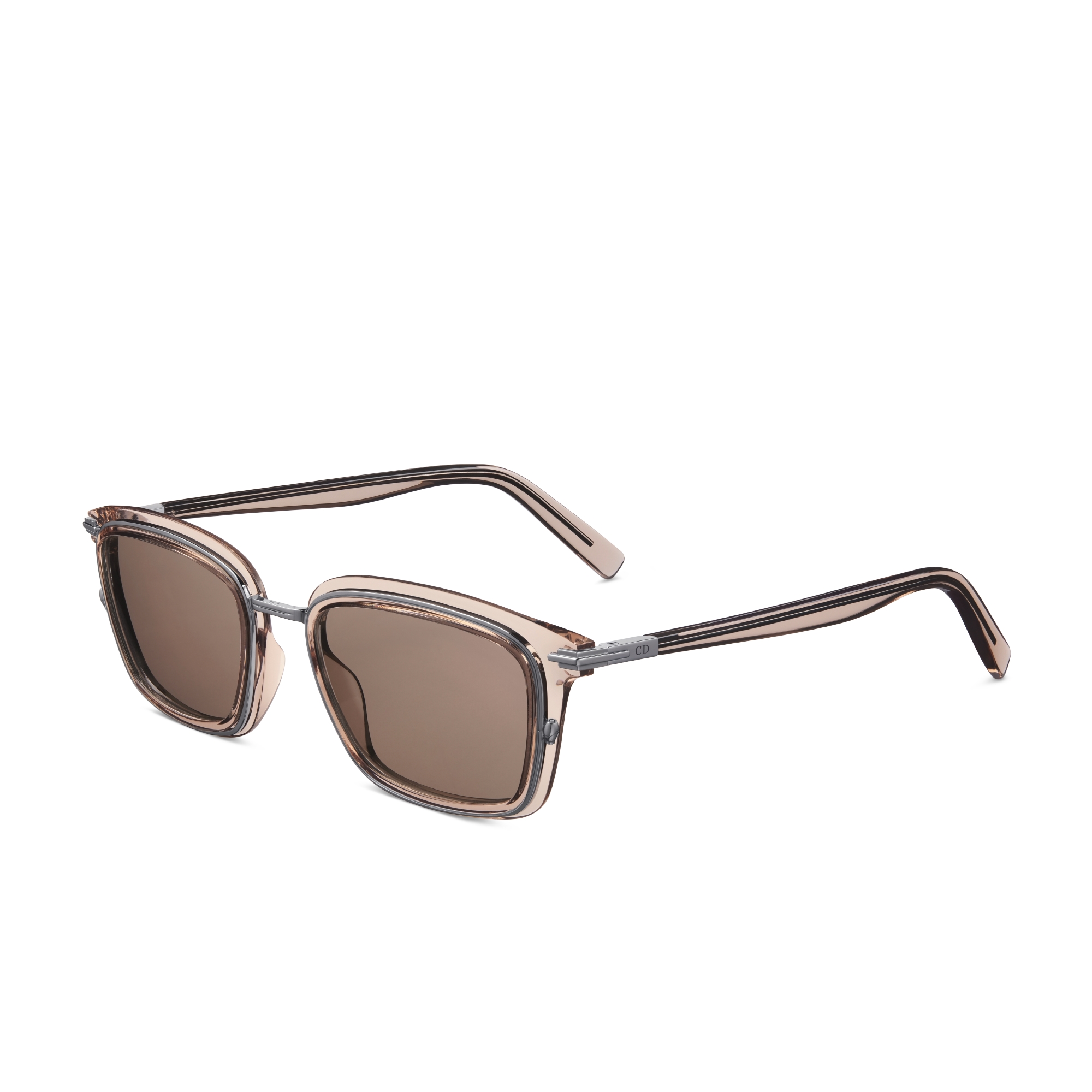 DiorBlackSuit S18U Óculos escuros bege transparente com formato retangular E03