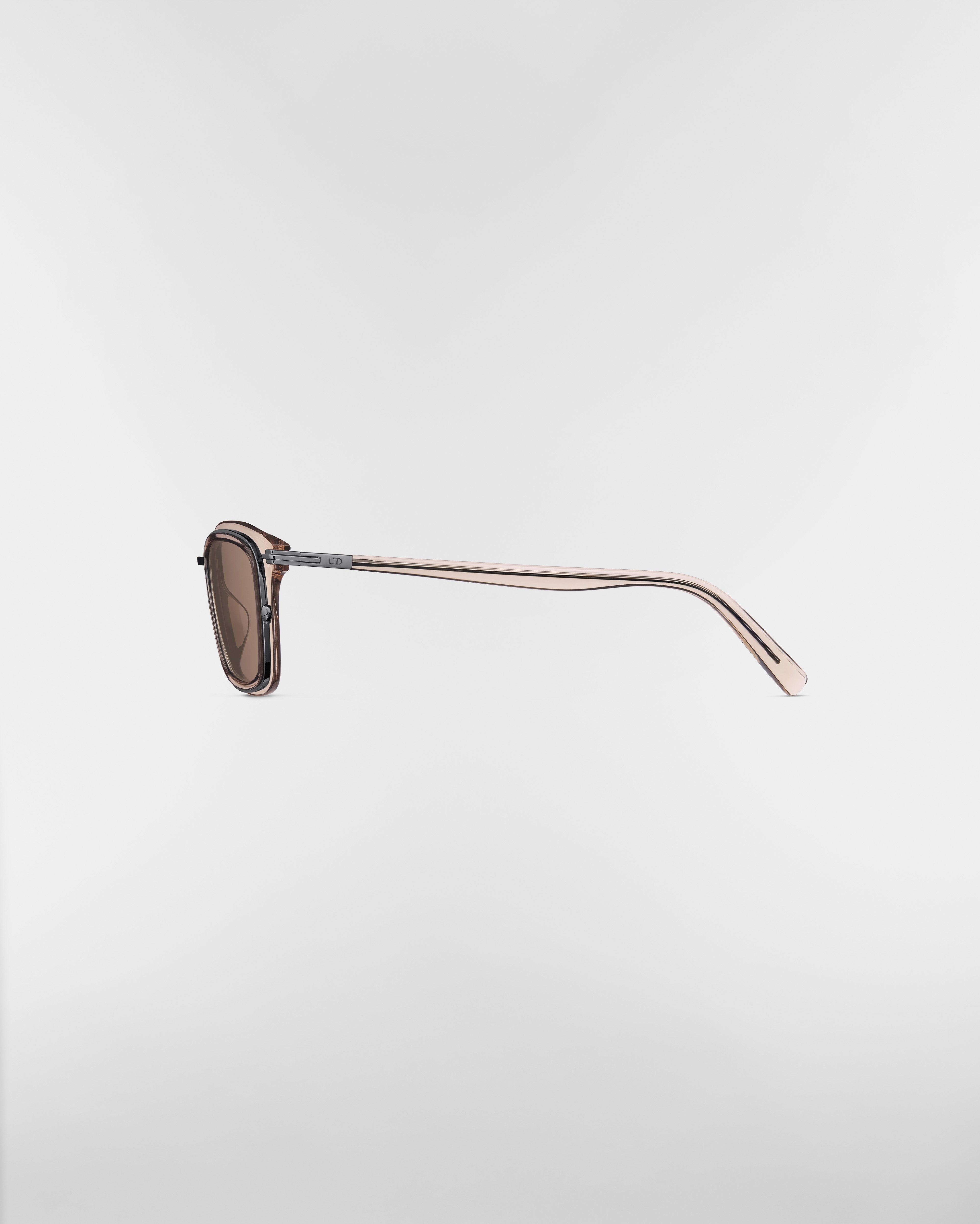 DiorBlackSuit S18U Rechteckige Sonnenbrille in transparentem Beige E02