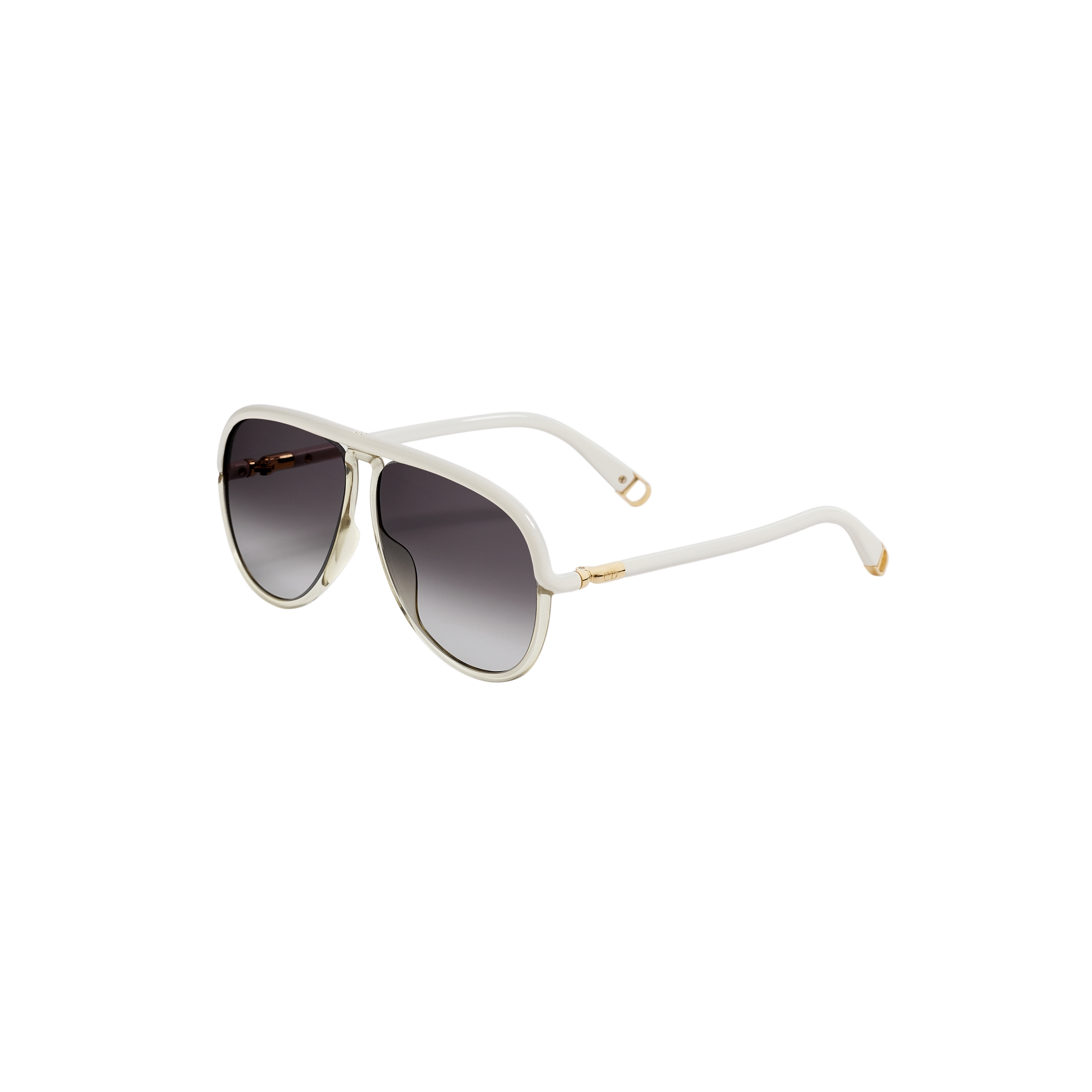  Gafas de sol aviador en blanco brillante y cristal transparente