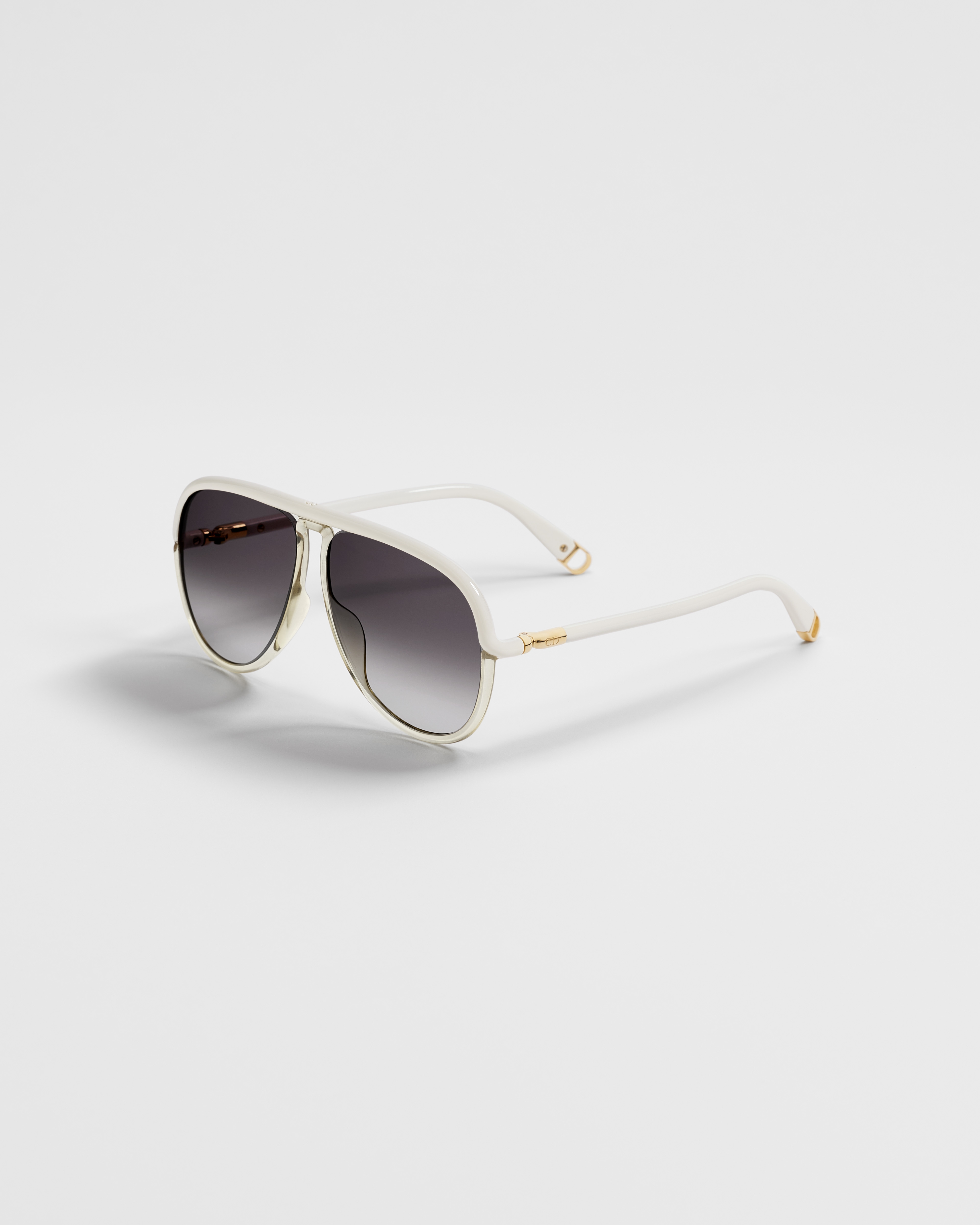 Dior Twincolors A1I Shiny White and Transparent Crystal-Tone Pilot Sunglasses E03