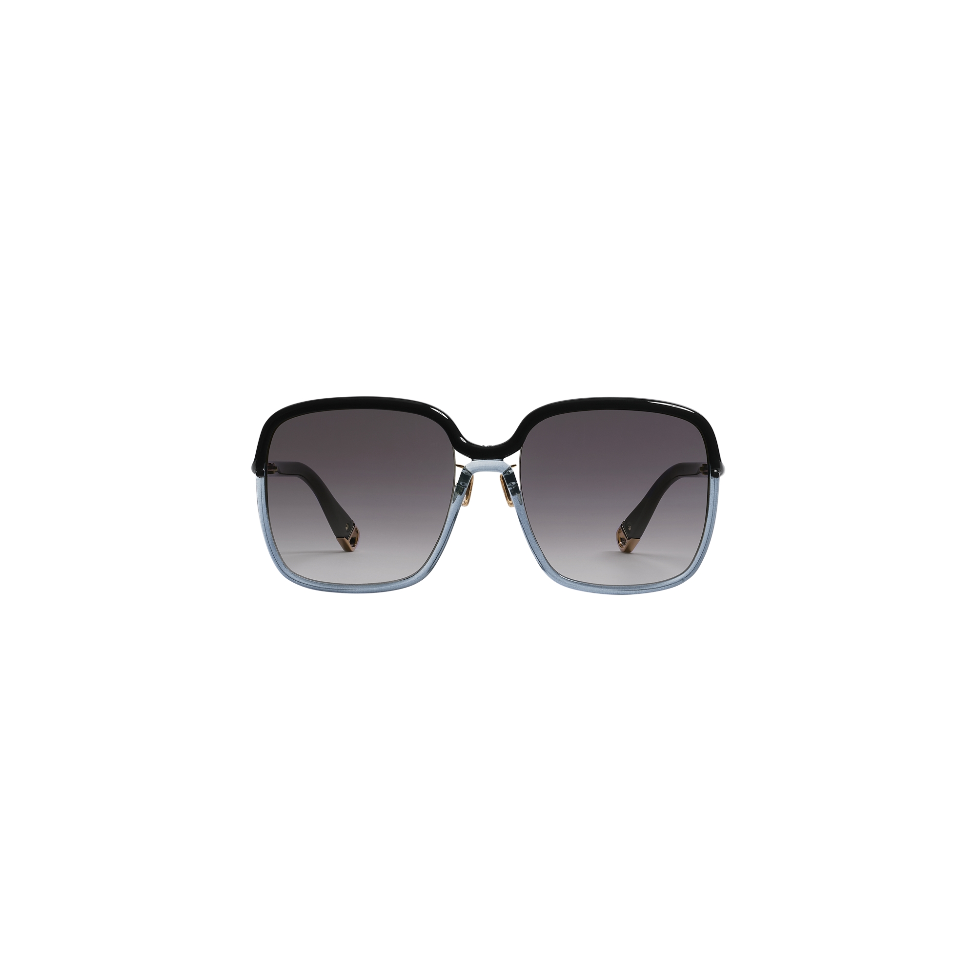 Dior Twincolors S1F Shiny Black and Transparent Gray Square Sunglasses E01