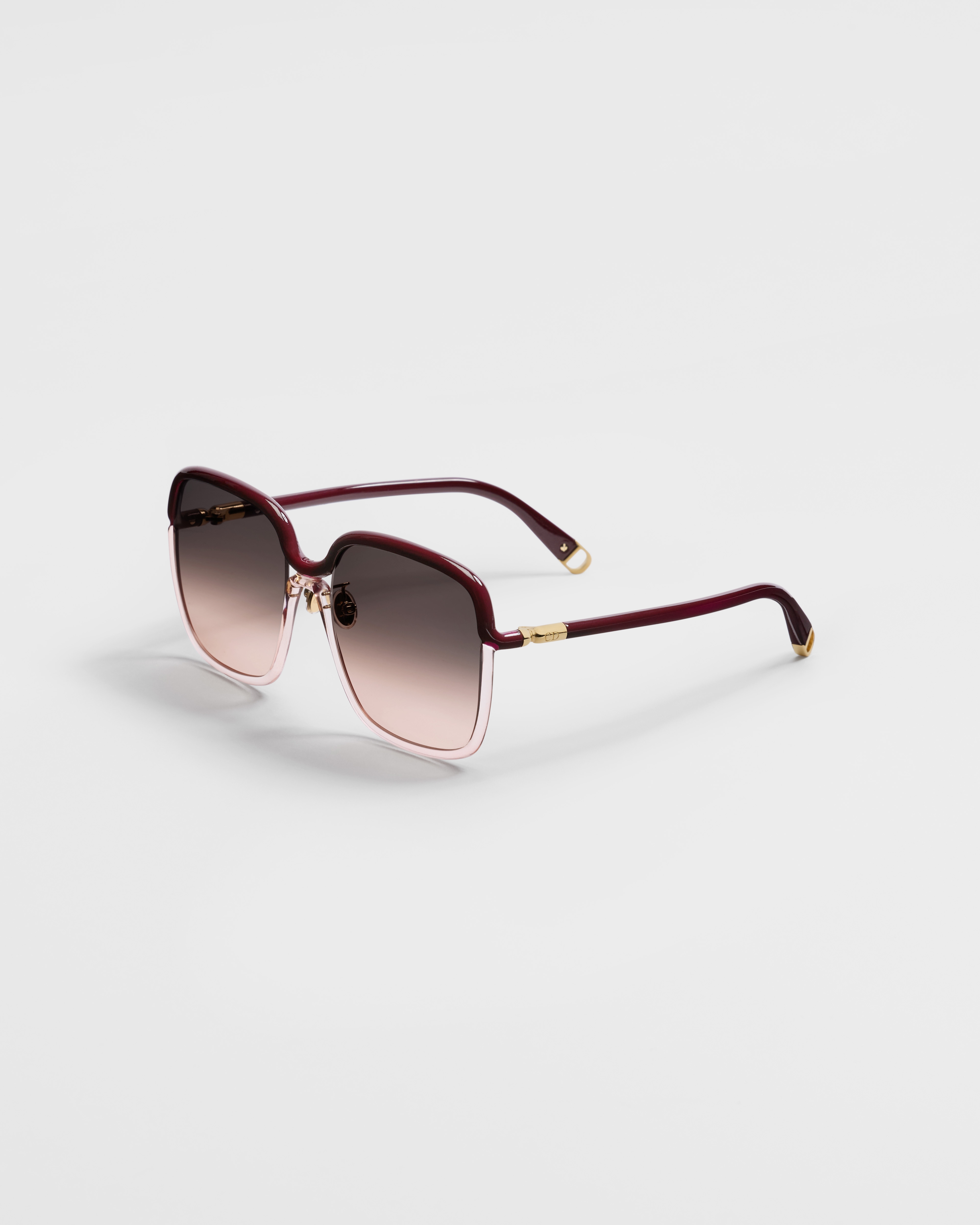 Dior Twincolors S1F Shiny Burgundy and Transparent Pink Square Sunglasses E03
