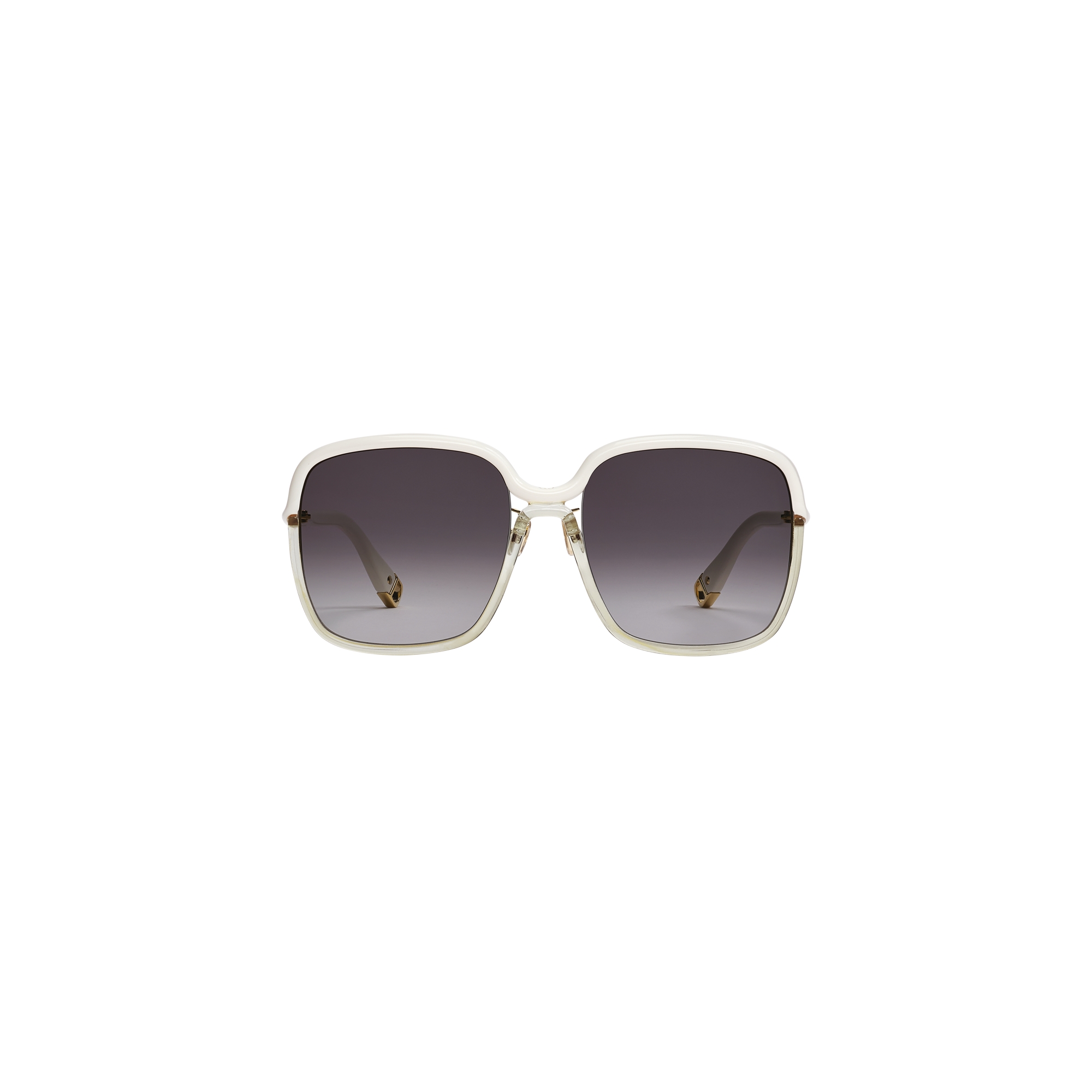 Dior Twincolors S1F Shiny White and Transparent Crystal-Tone Square Sunglasses E01