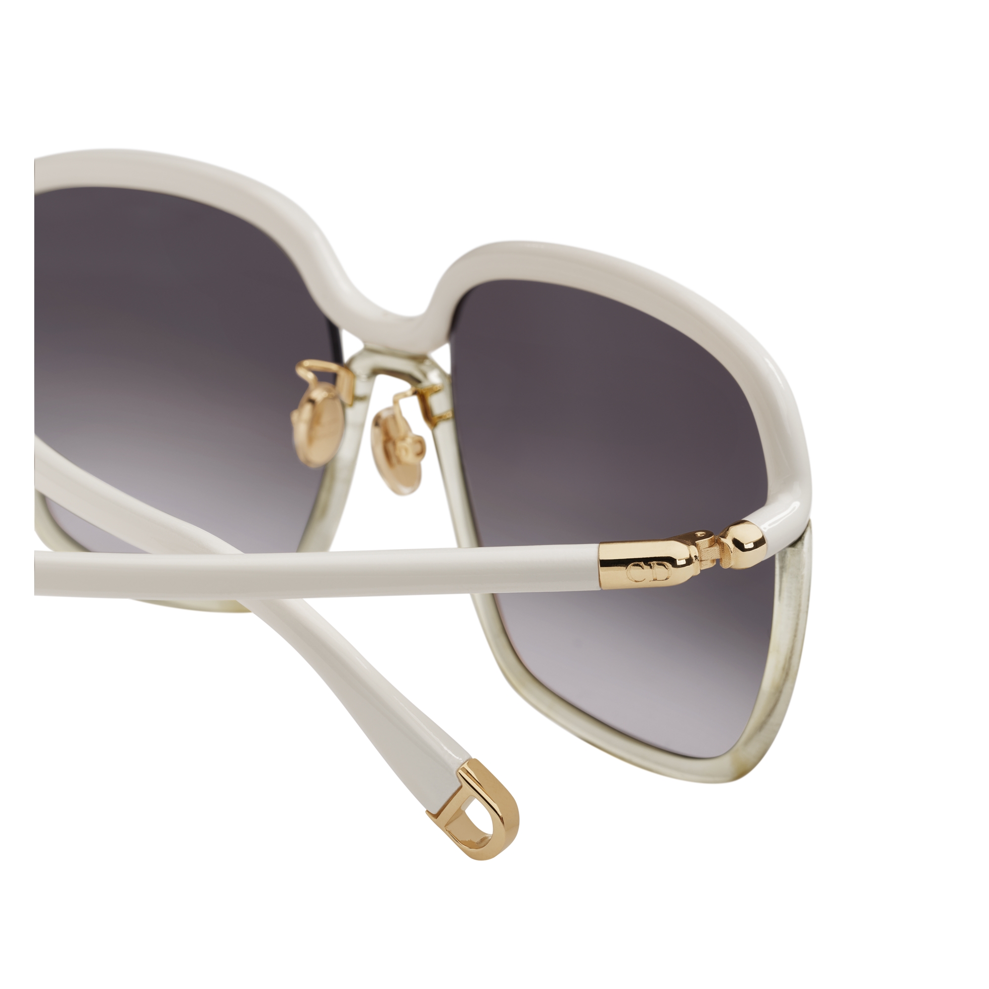 Dior Twincolors S1F Shiny White and Transparent Crystal-Tone Square Sunglasses E08