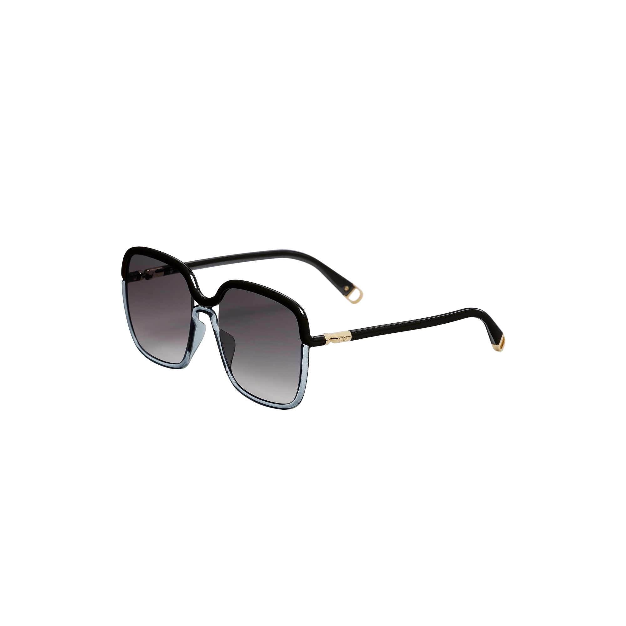 Gafas de sol cuadradas negro brillante y gris transparente
