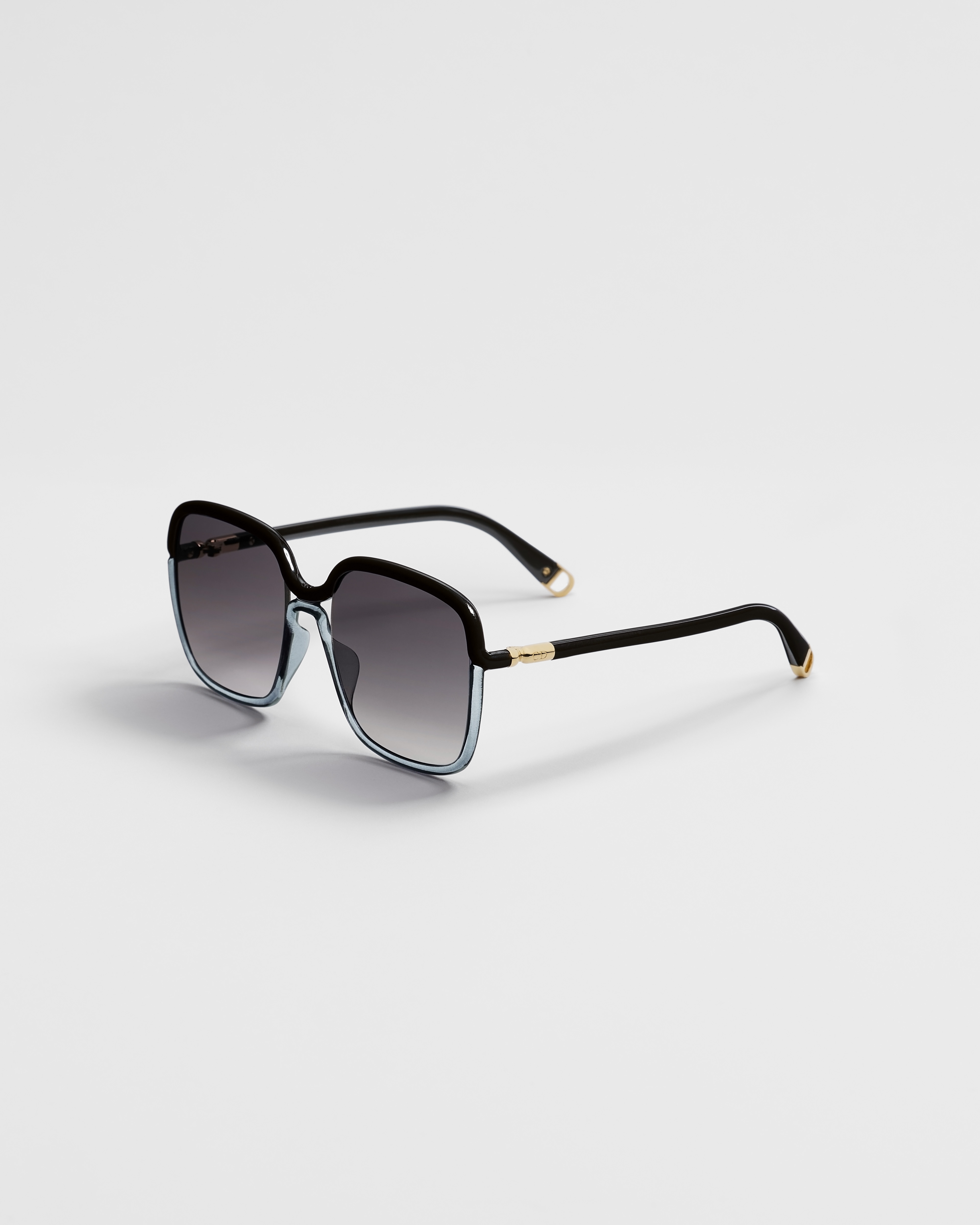 Dior Twincolors S1I Shiny Black and Transparent Gray Square Sunglasses E03