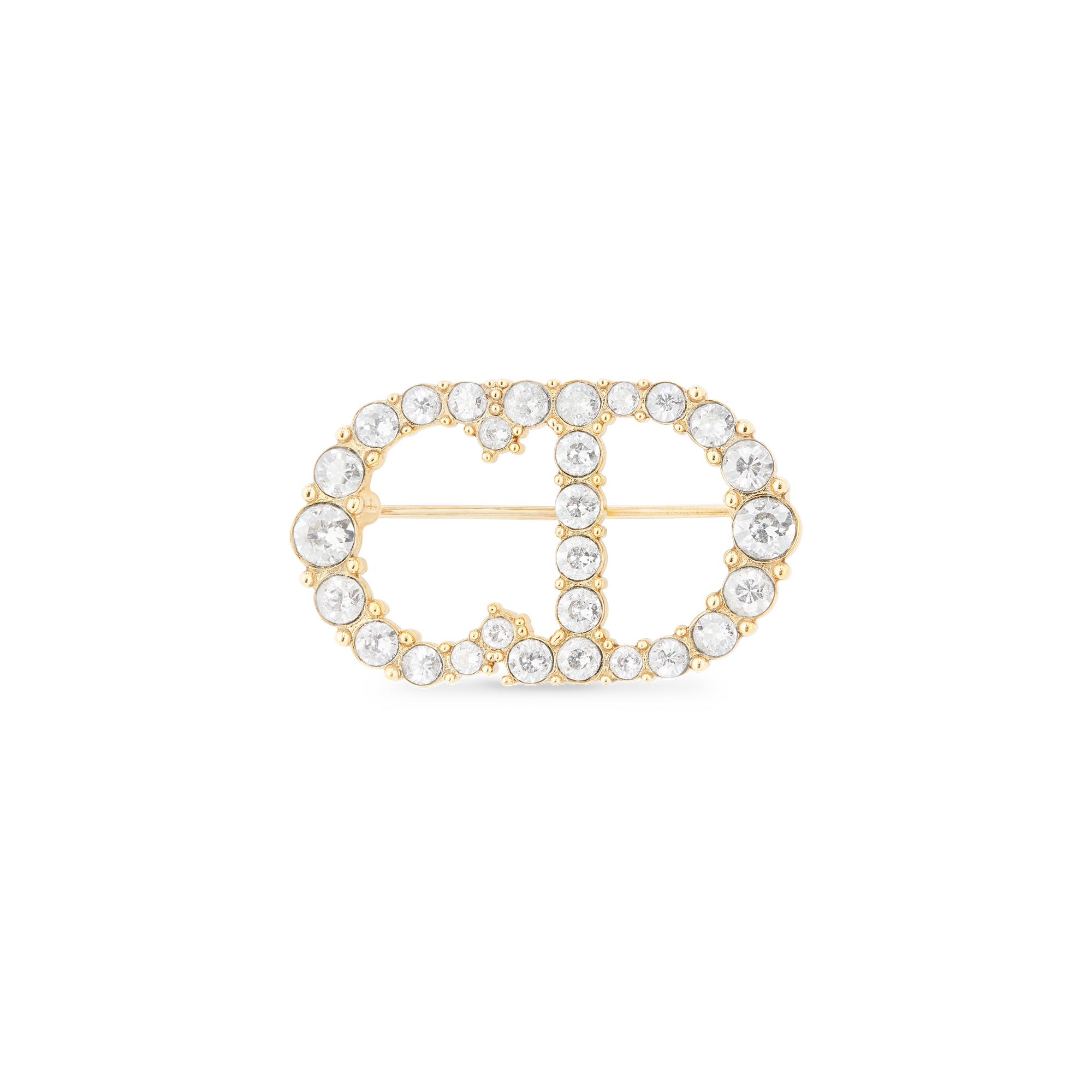 Clair D Lune Brooch Gold-Finish Metal and White Crystals E01