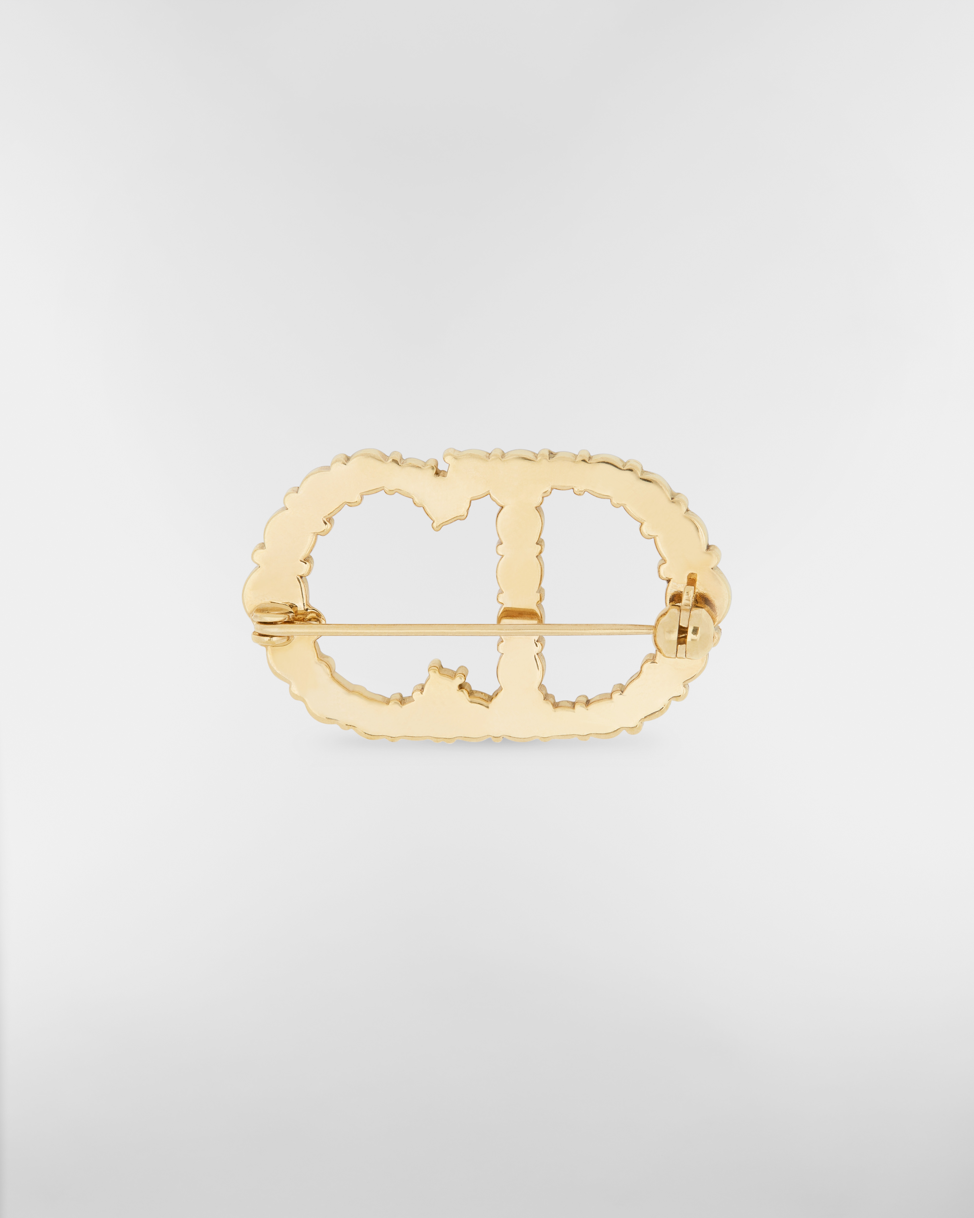 Clair D Lune Brooch Gold-Finish Metal and White Crystals E08