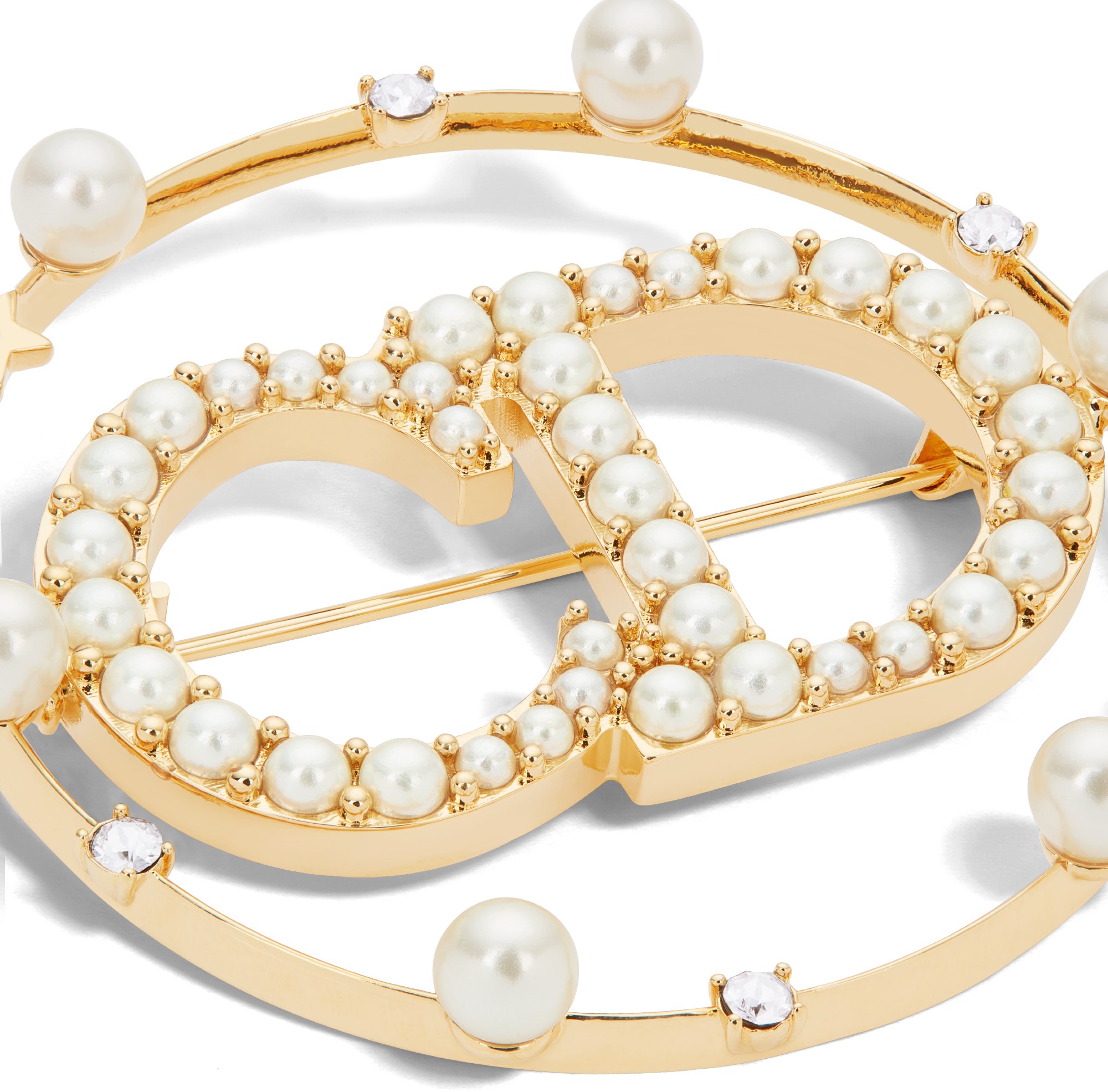 【楽天スーパーセール】 Brooch Lune D Clair Gold-Finish DIOR | Crystals  White and Pearls Resin White Metal, アクセサリー