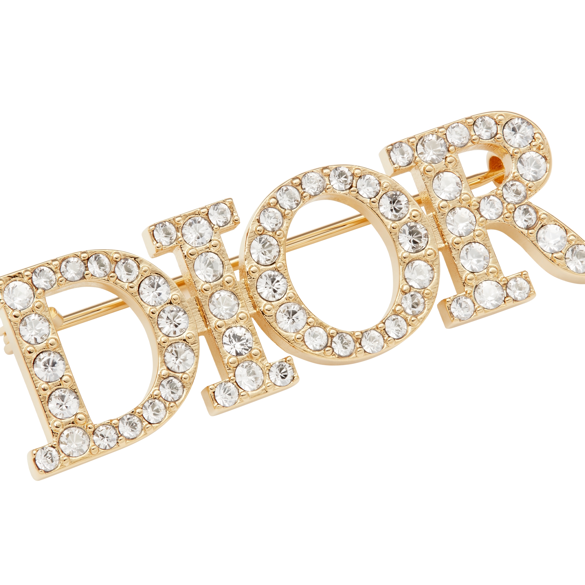 Dio(r)evolution Brooch Gold-Finish Metal and White Crystals E09