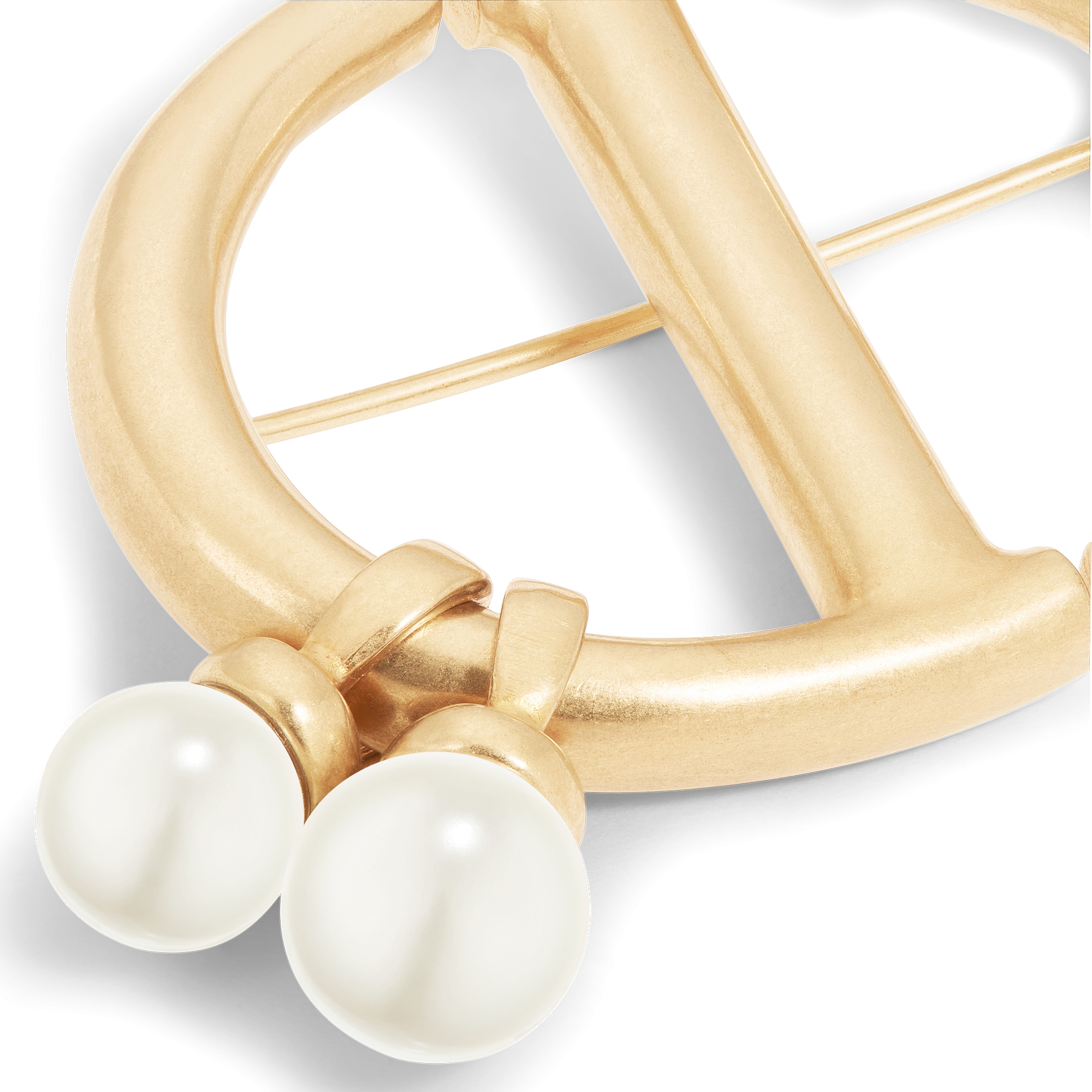 CD Navy Brooch Antique Gold-Finish Metal and White Resin Pearls | DIOR