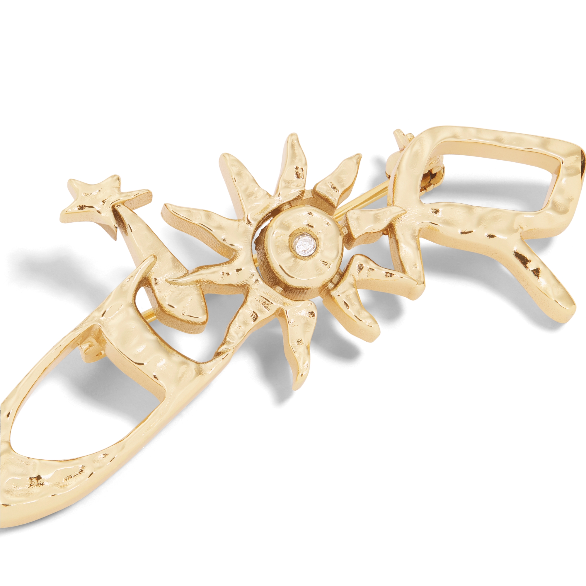 DIOR AND LEWIS HAMILTON Brooch Gold-Finish Brass and White Crystal E09