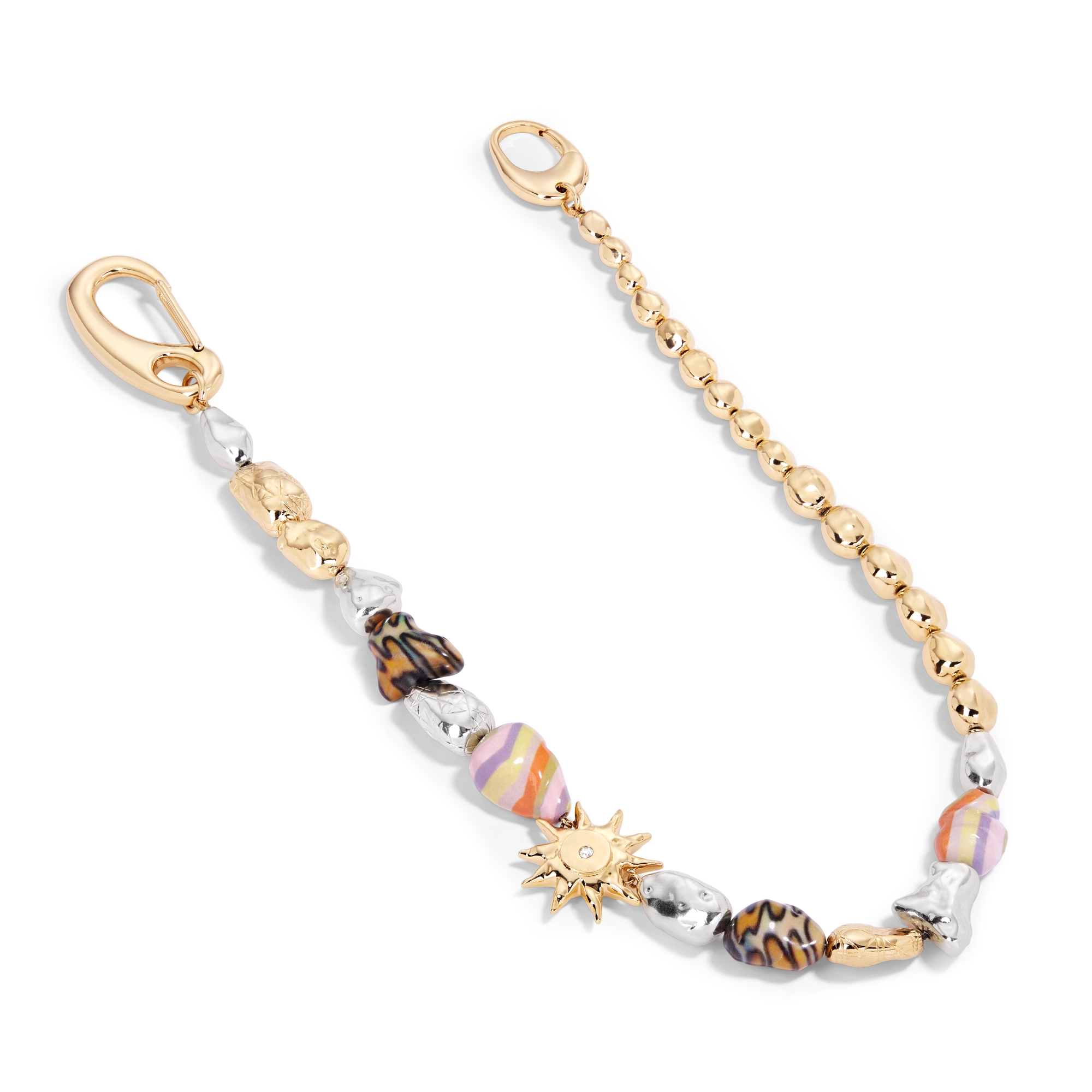 DIOR AND LEWIS HAMILTON Pants Chain Multicolor Resin Cabochons, Gold- and Silver-Finish Brass and White Crystal E03