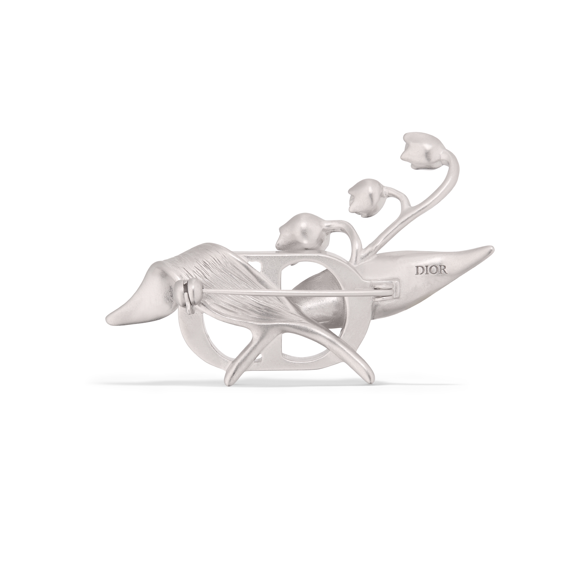 CD Lily of the Valley Brosche Silber mit Kristallen in Weiß E08