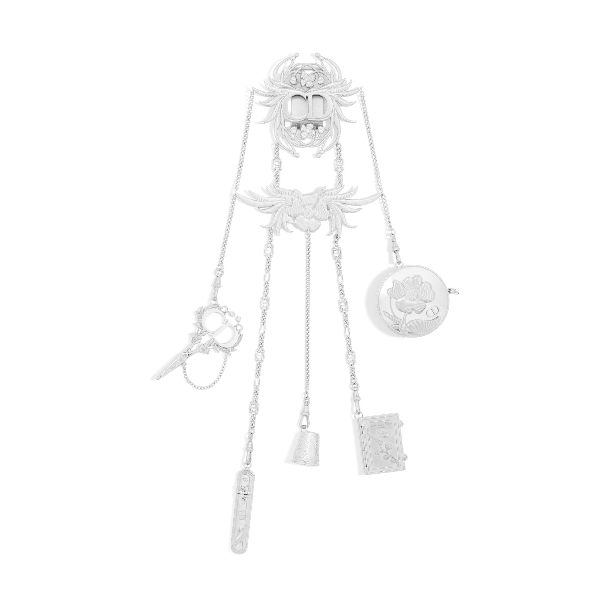 Christian Dior キルティングベルト ホワイト シルバー DIOR