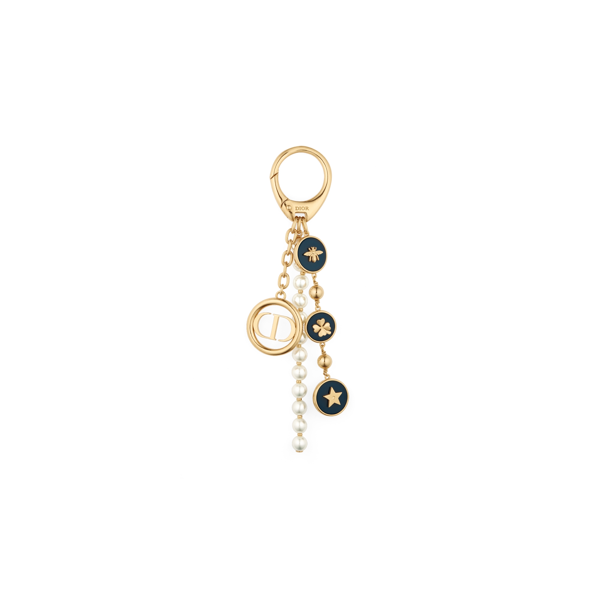 Dior Destiny Bag Charm Gold-Finish Metal with White Resin Pearl