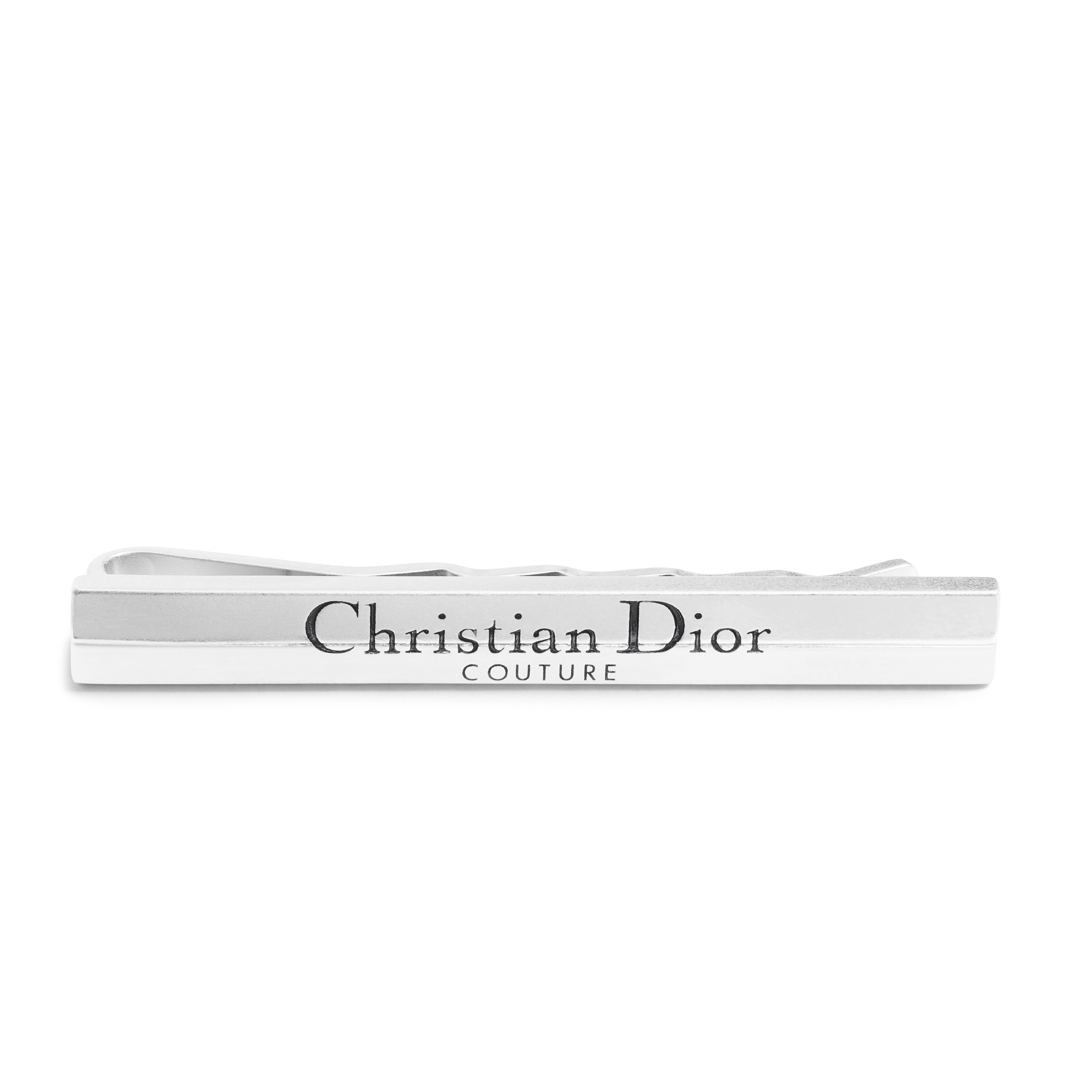 Pince à cravate Christian Dior Couture Cut Argent et résine noire E01