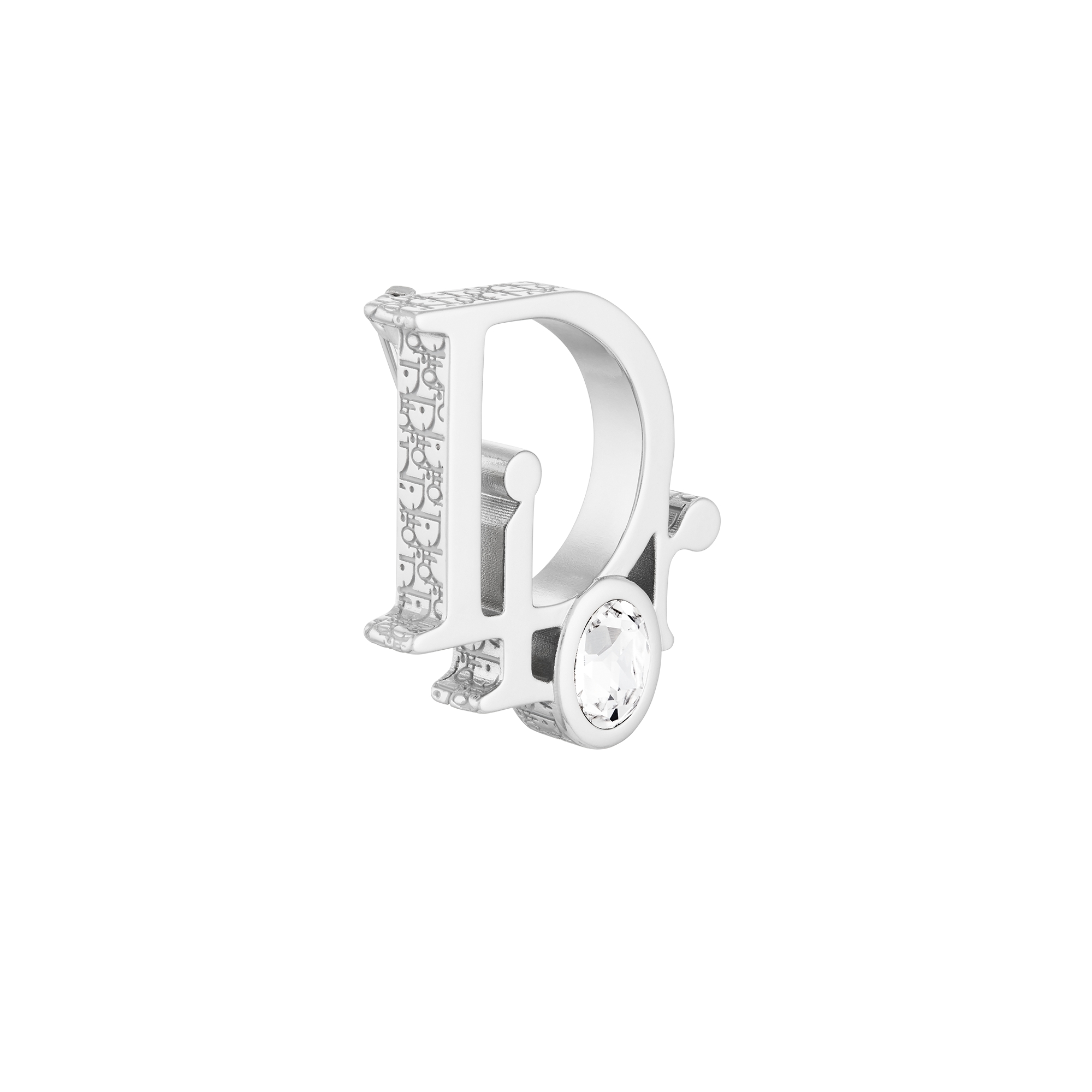 Dior Sparkle Brooch Silver-Finish Brass with White Crystal and Gray Resin E03