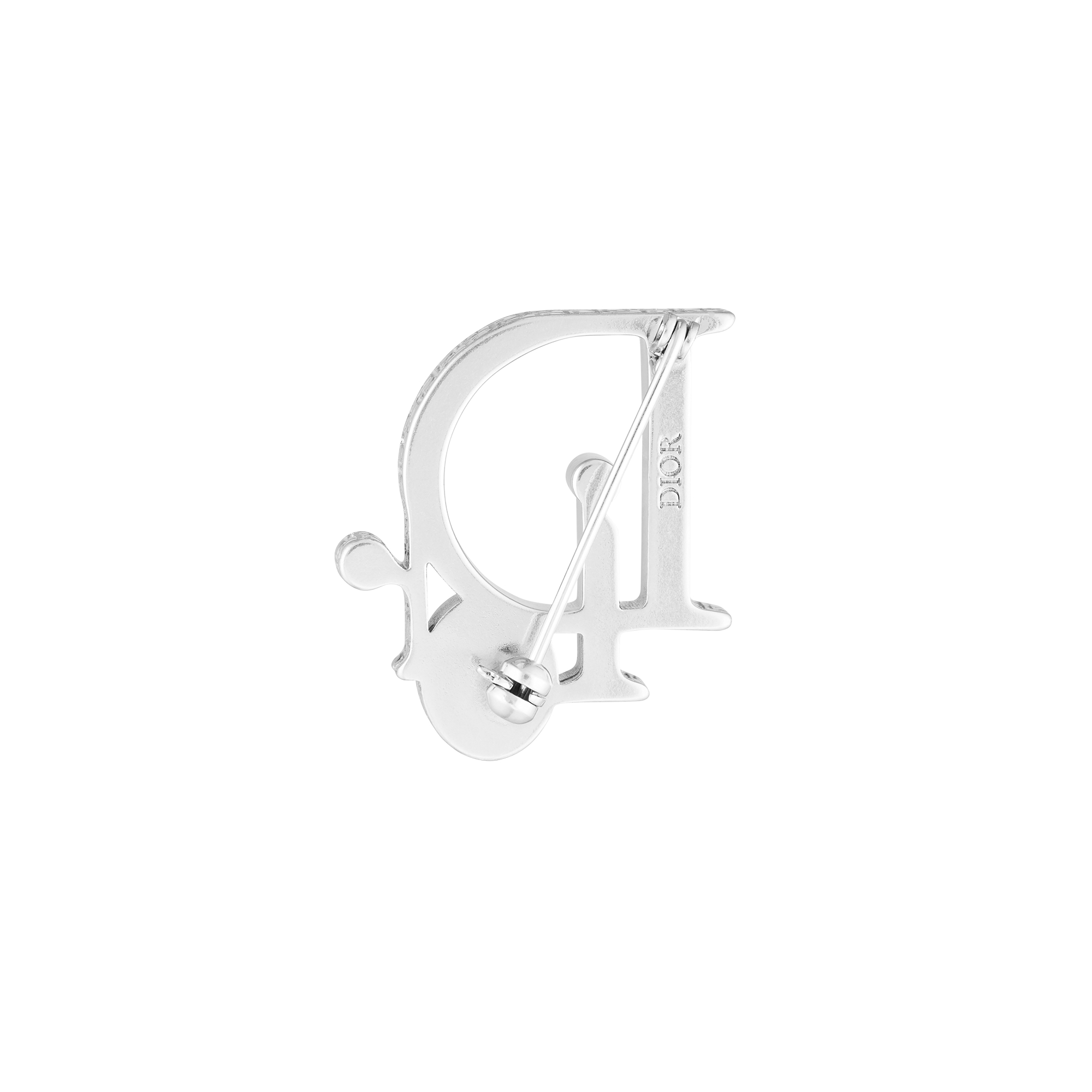 Dior Sparkle Brooch Silver-Finish Brass with White Crystal and Gray Resin E08