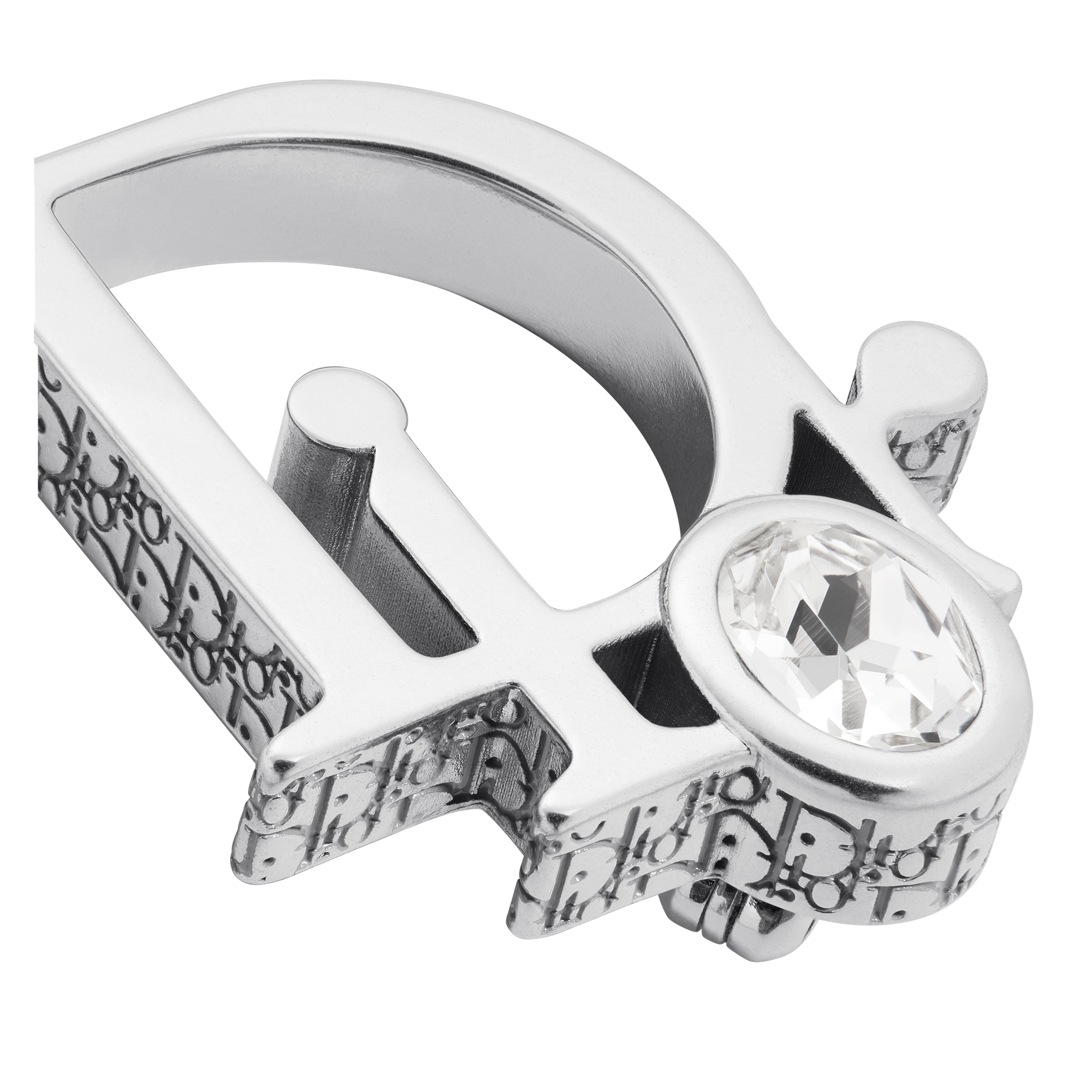 Dior Sparkle Brooch Silver-Finish Brass with White Crystal and Gray Resin E09