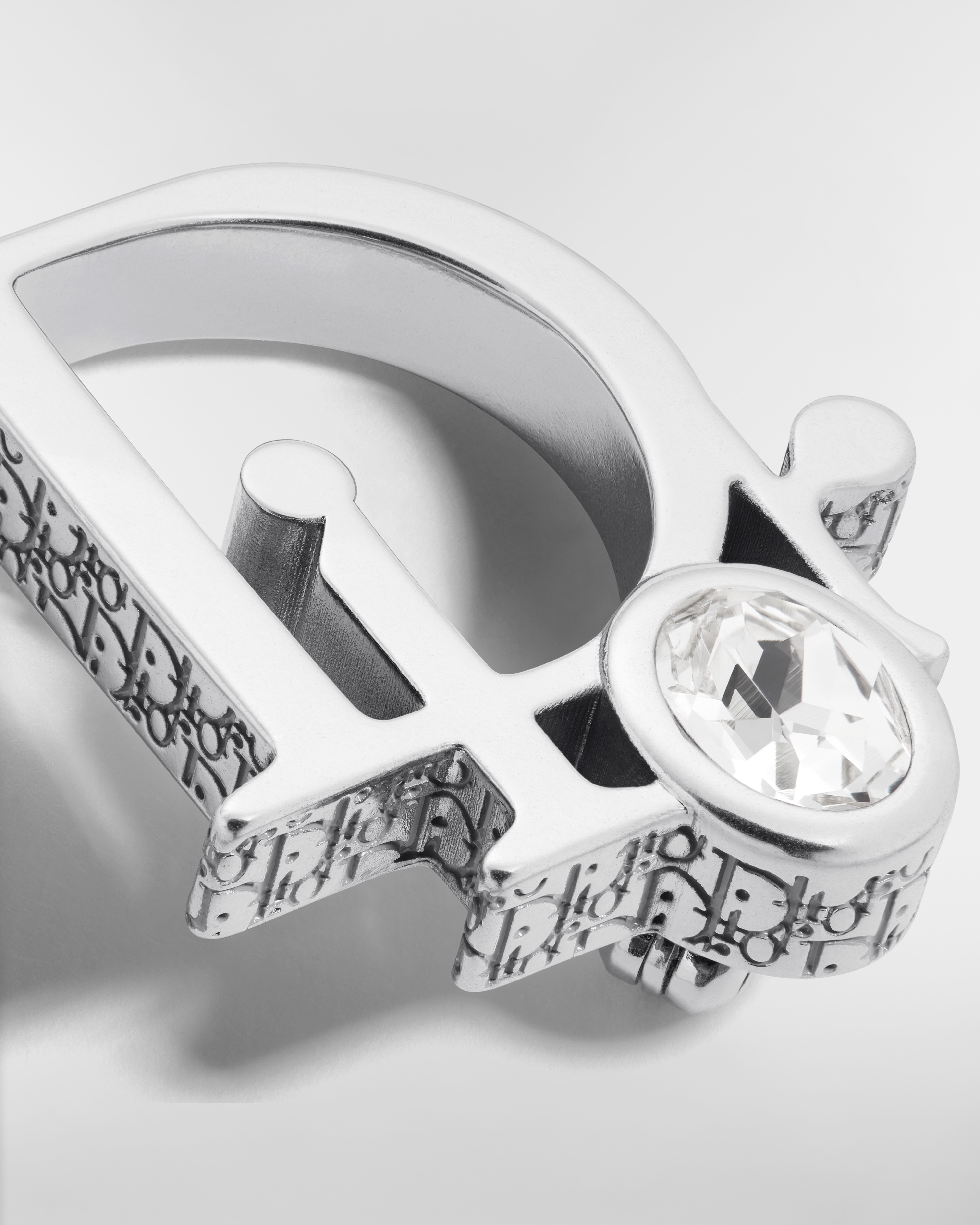 Dior Sparkle Brooch Silver-Finish Brass with White Crystal and Gray Resin E09