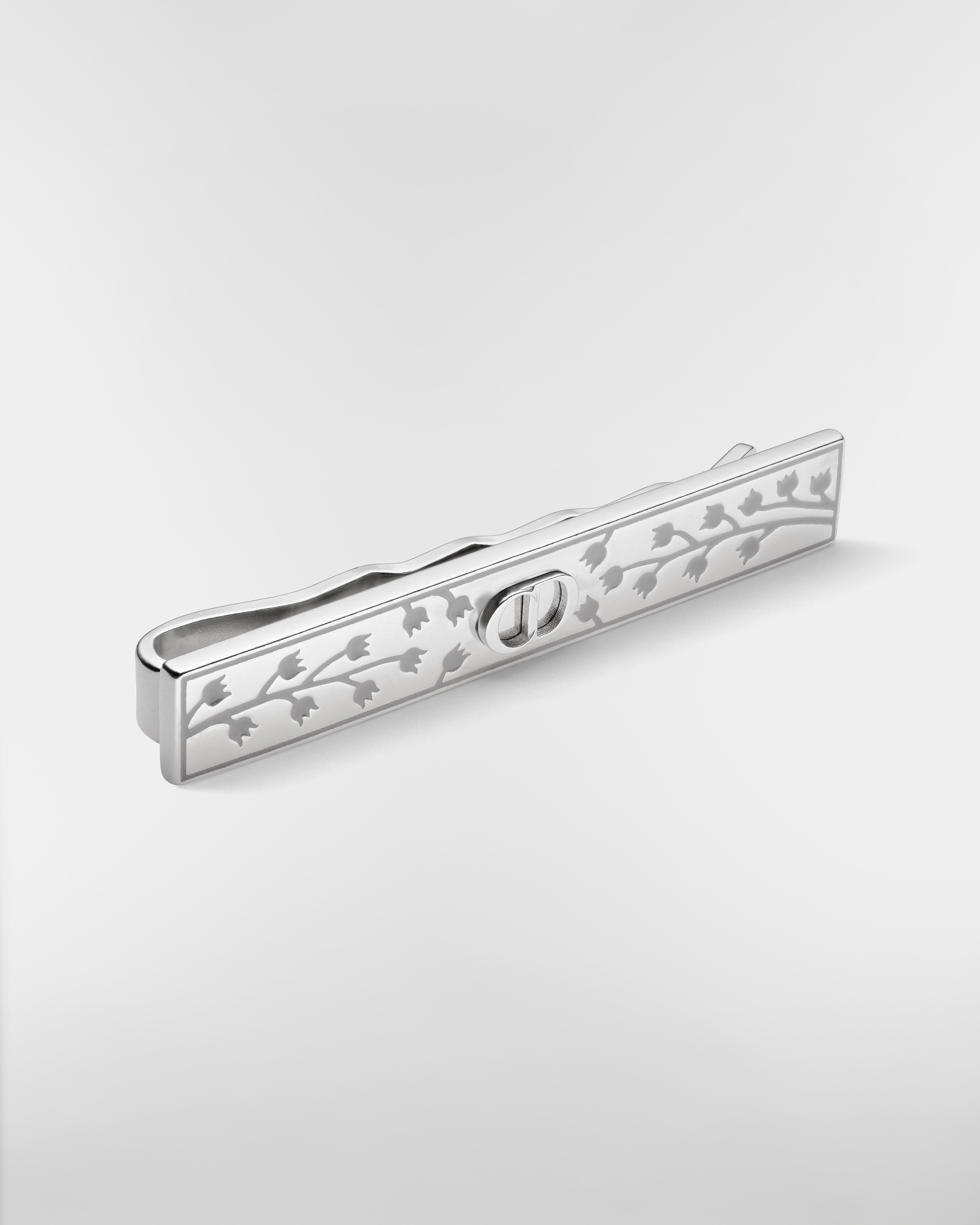 Dasspeld met lelietje-van-dalen Zilver en grijze hars E03