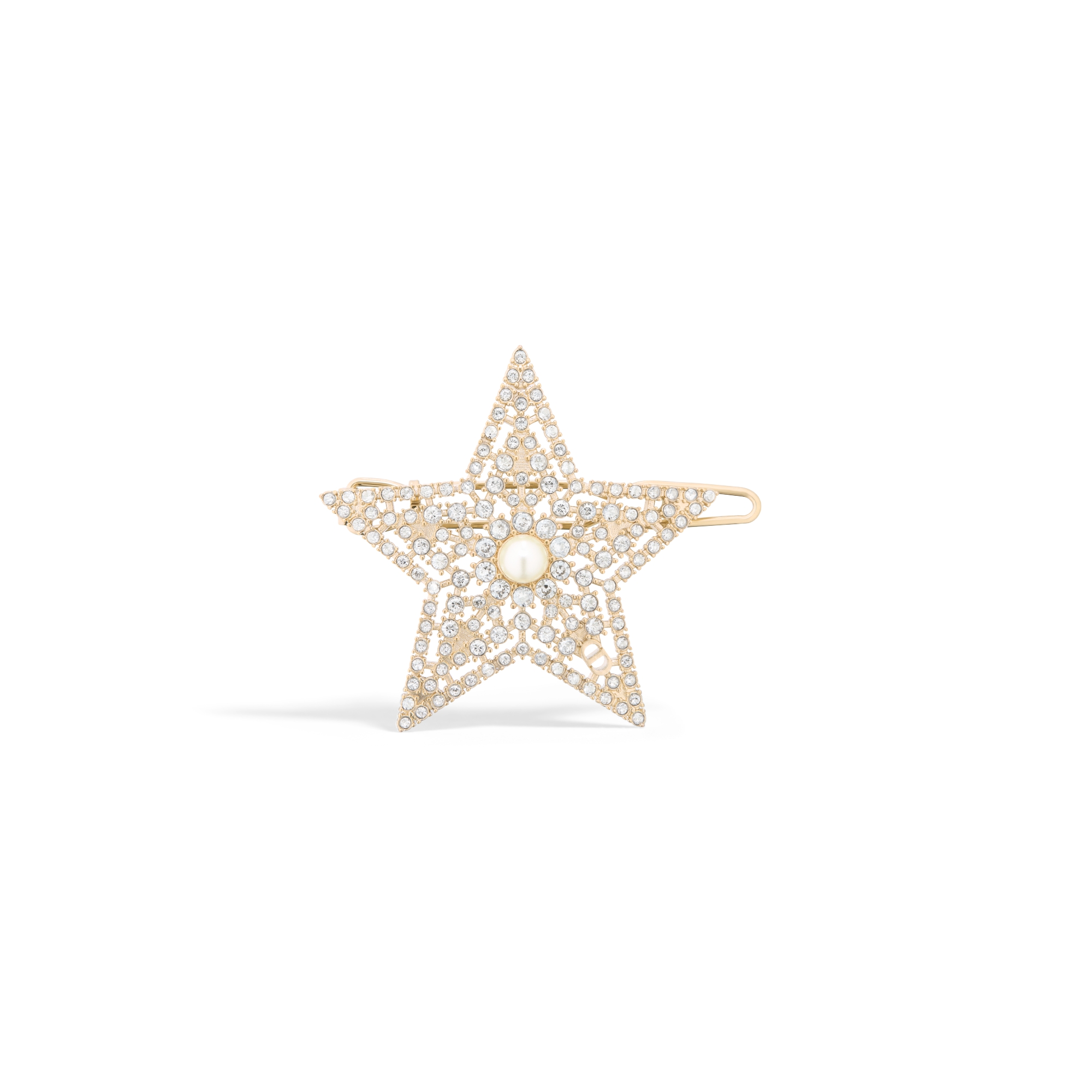 Nuit Étoilée 헤어핀 페일 골드 피니시 메탈 & 화이트 레진 진주, 실버 톤 크리스탈 E01