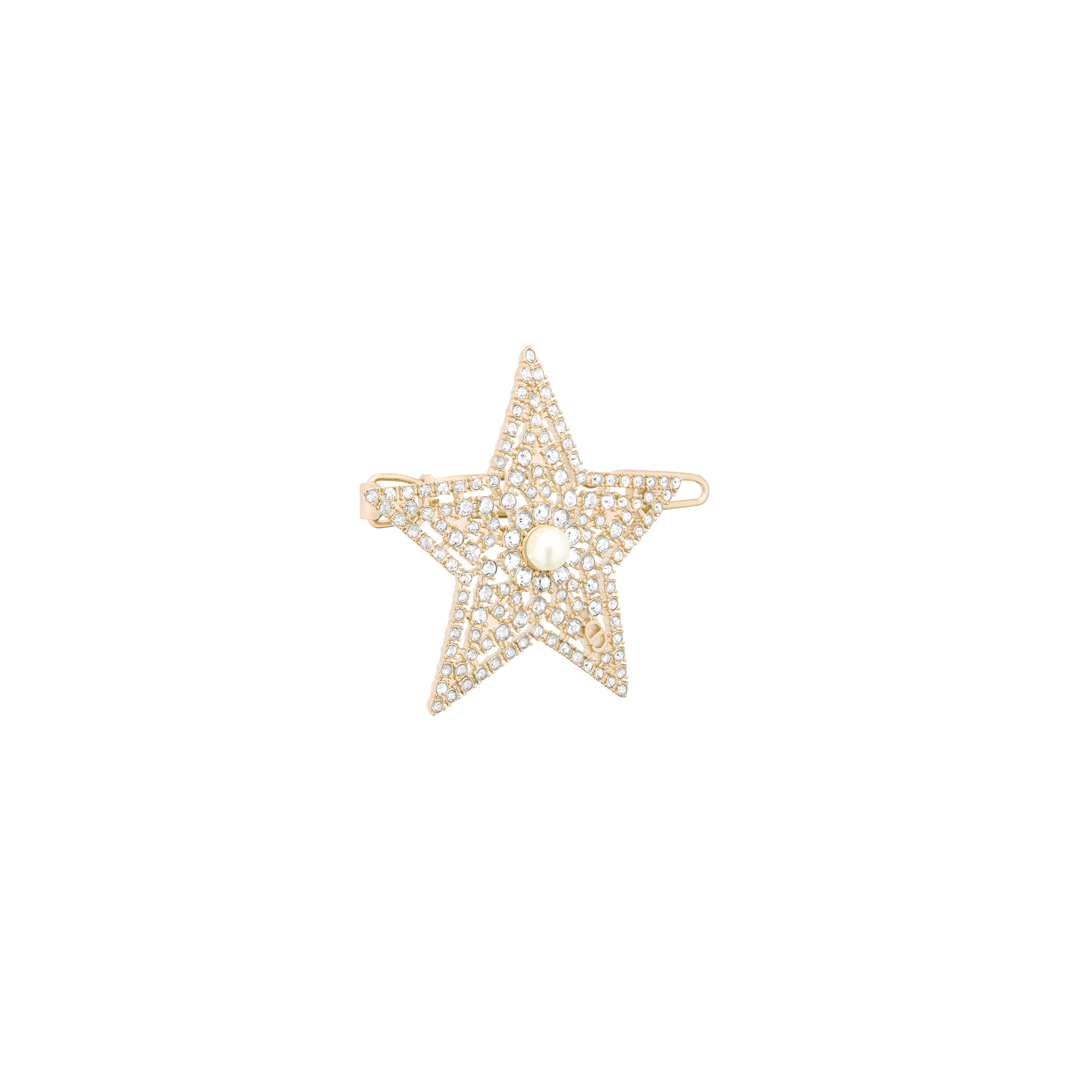 Nuit Étoilée Barrette Pale Gold-Finish Metal, White Resin Pearl and Silver-Tone Crystals E03