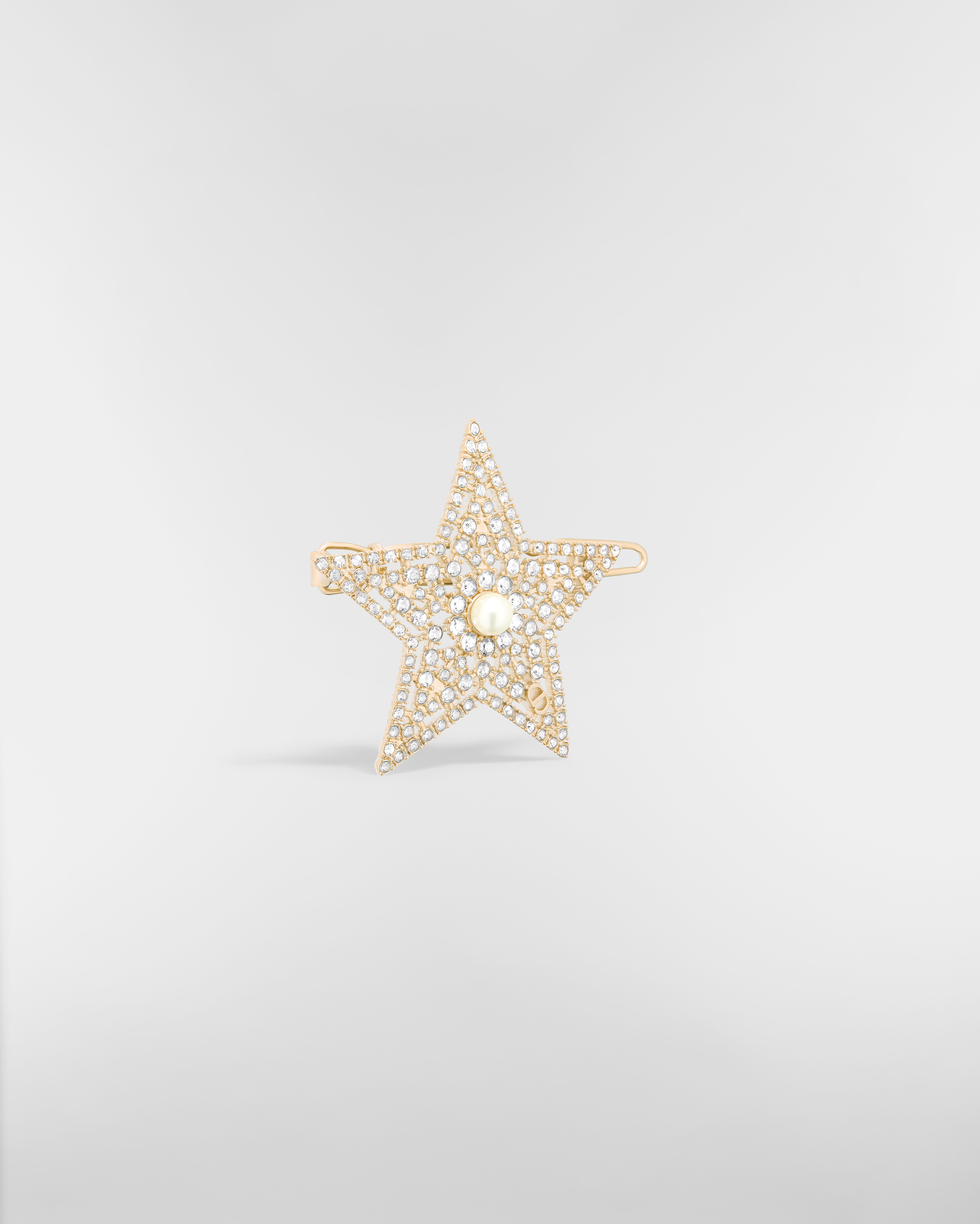 Nuit Étoilée Barrette Pale Gold-Finish Metal, White Resin Pearl and Silver-Tone Crystals E03