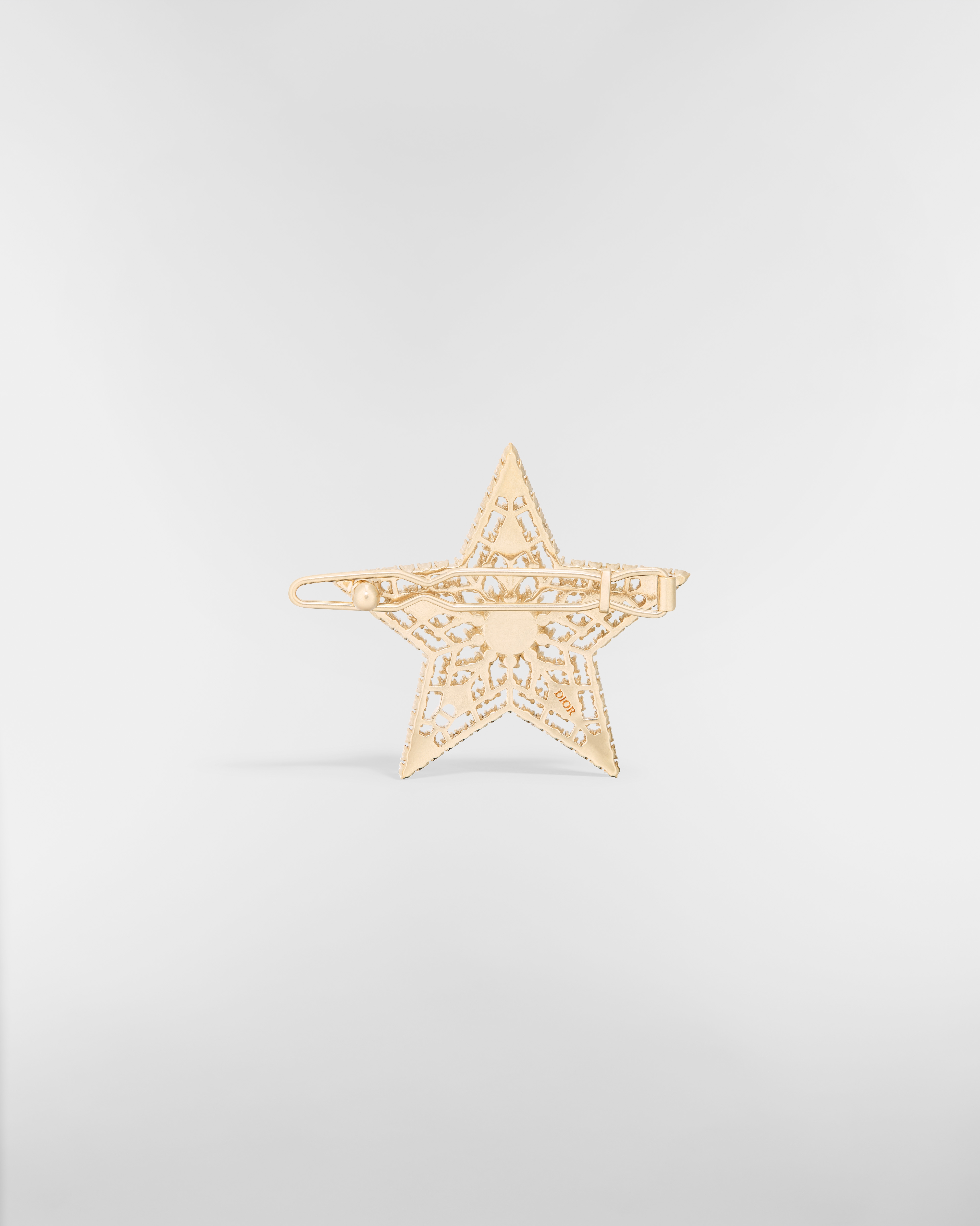 Nuit Étoilée Barrette Pale Gold-Finish Metal, White Resin Pearl and Silver-Tone Crystals E08