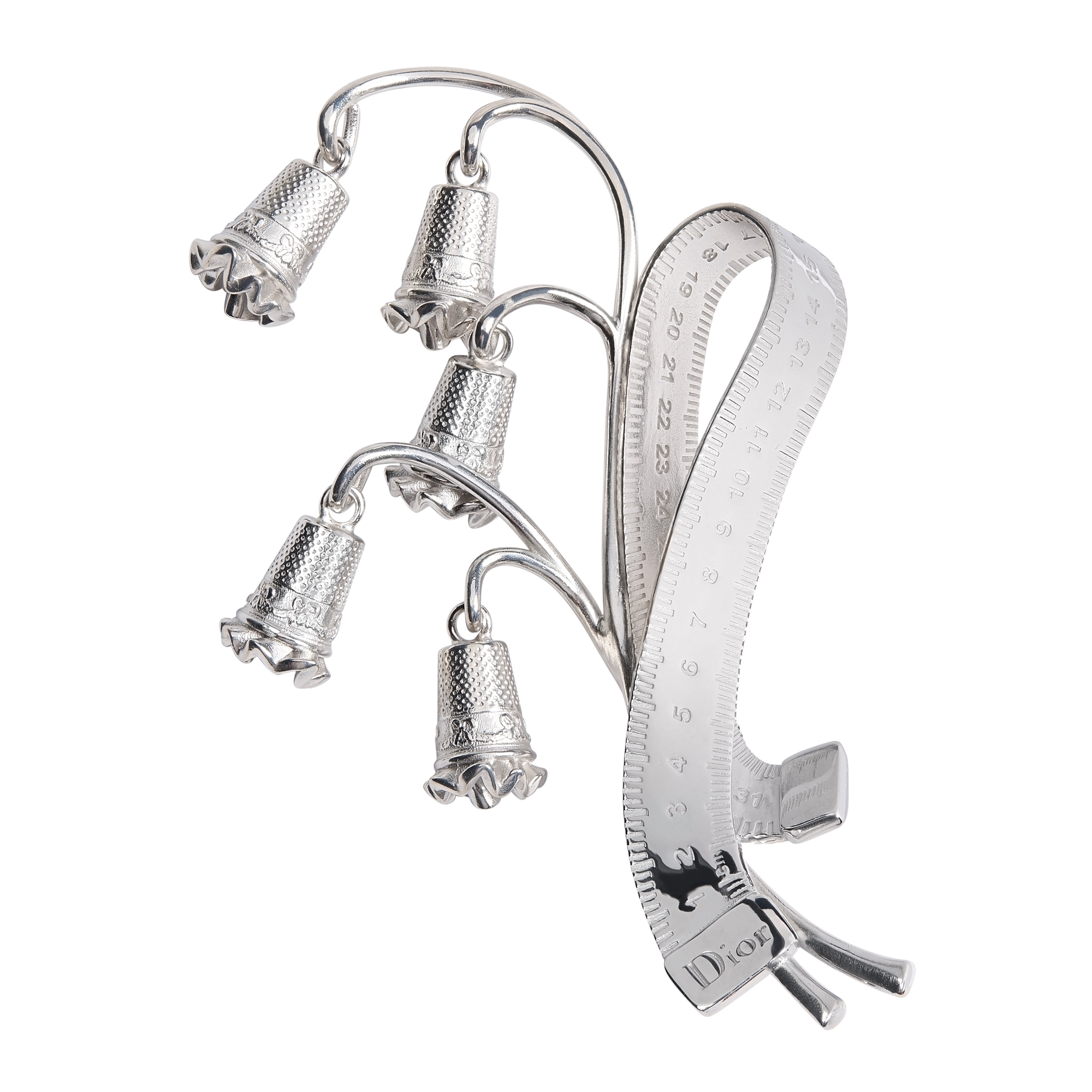 Dior Couture Charms Lily of the Valley Brooch Silver E01