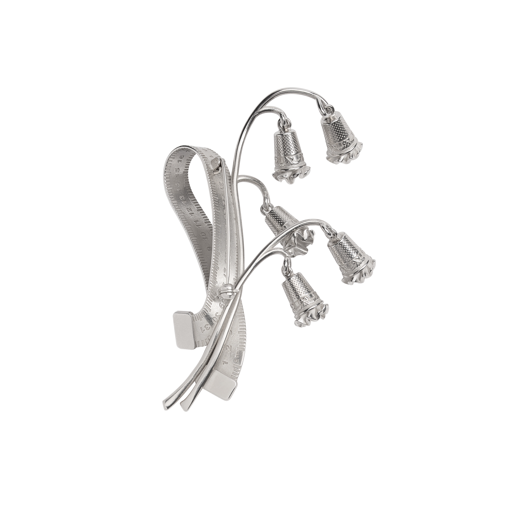 Dior Couture Charms Lily of the Valley Brooch Silver E08